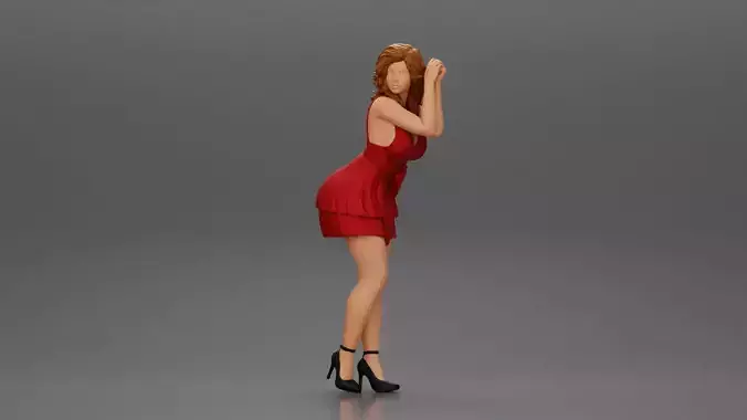 Attractive girl in dress robe Leaning Against car