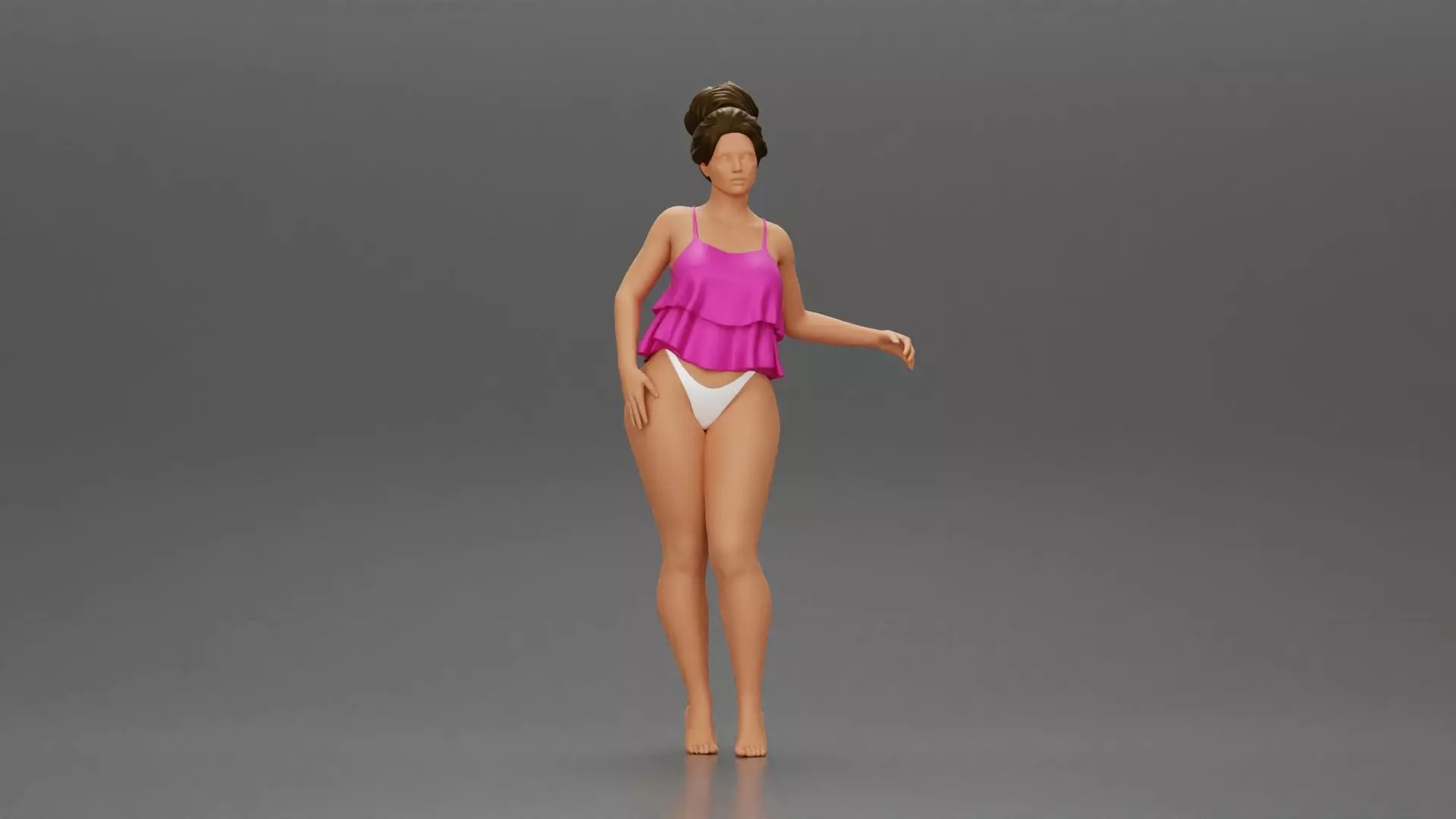 girl in standing with her friend on the beach 3D print model