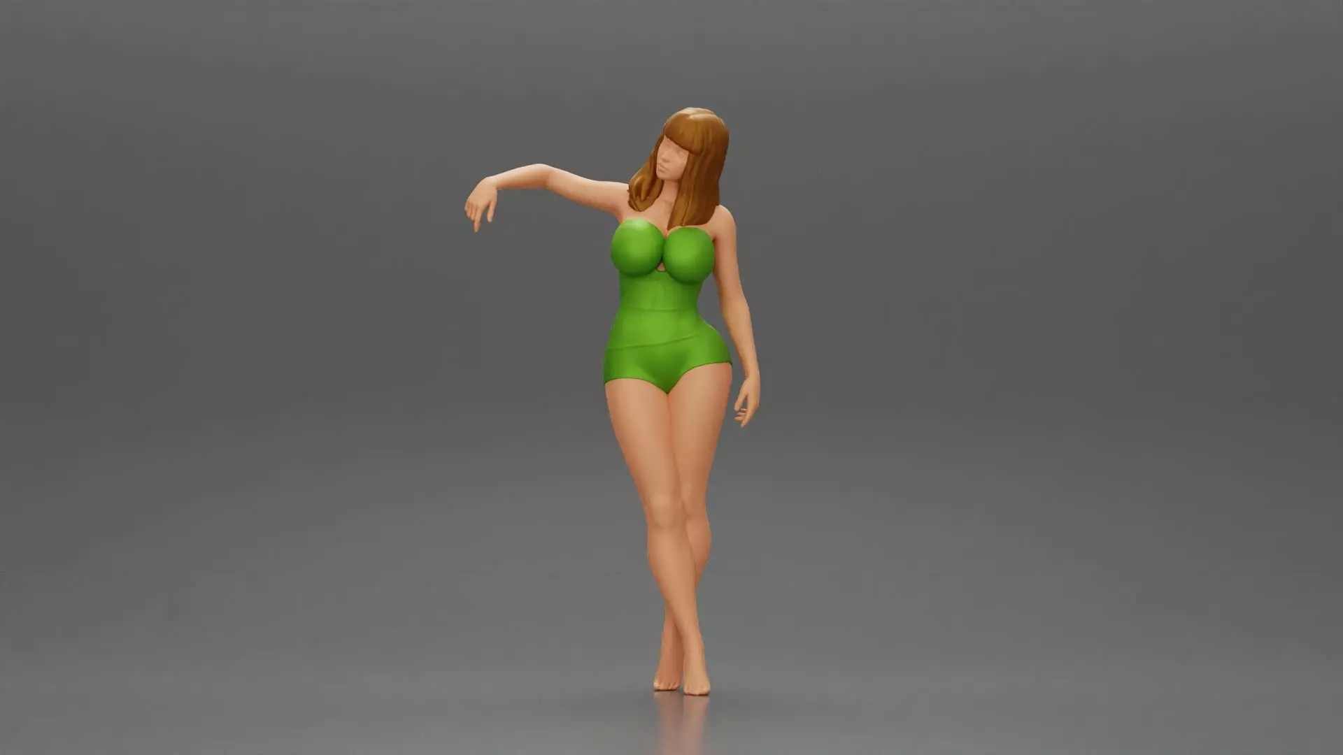 girl in onepiece standing with her friend on the beach 3D print model