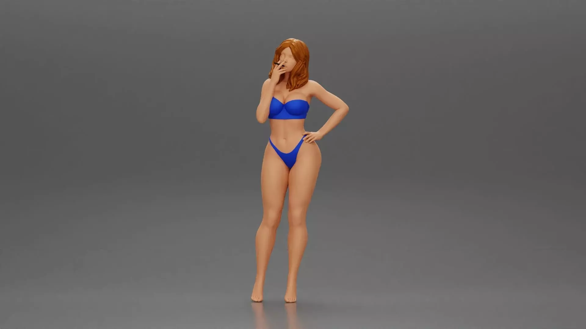 girl in standing smoking cigarette on the beach 3D print model