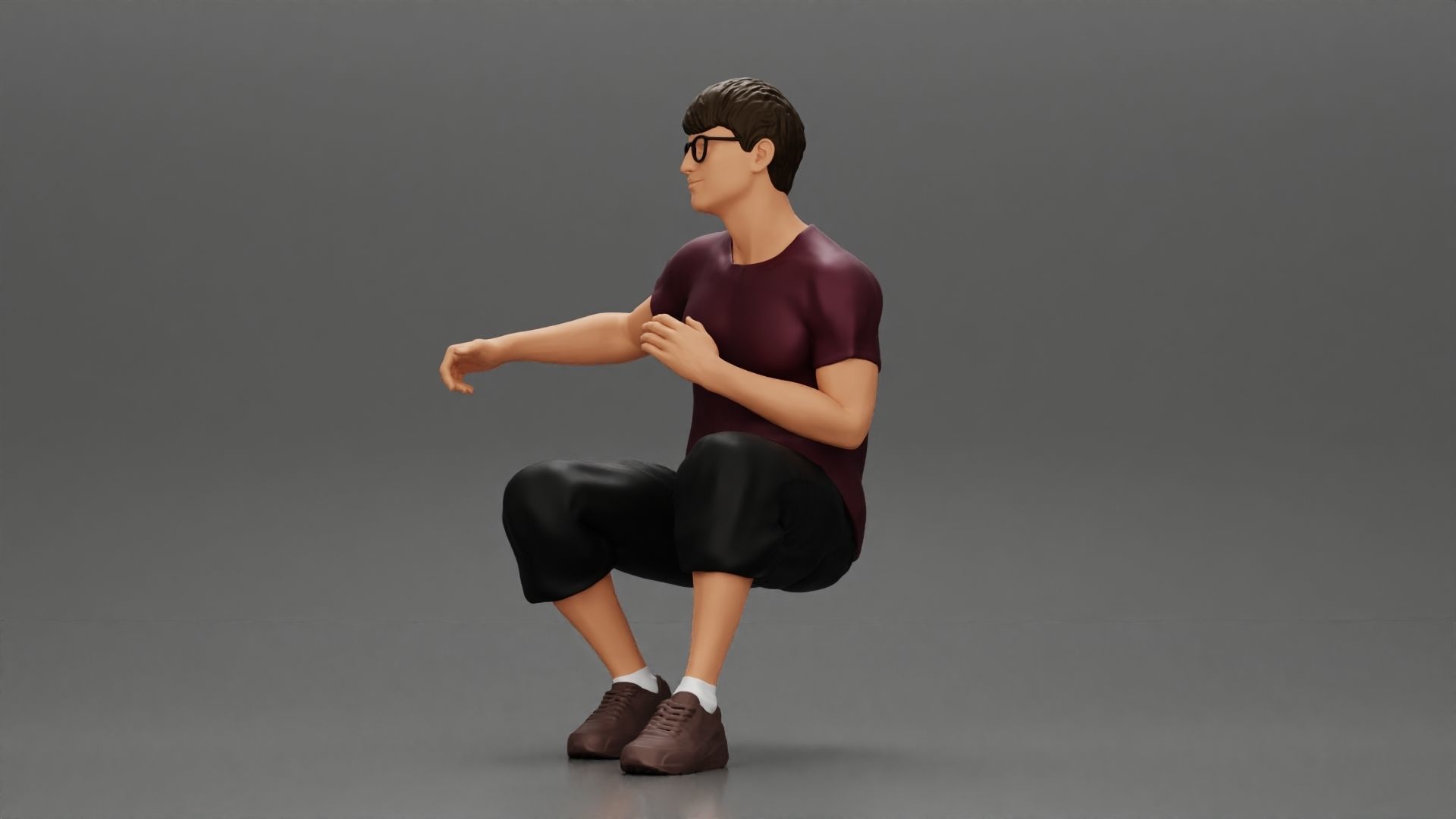 man in shorts sitting on a bench with her girlfriend in the park 3D print model_5