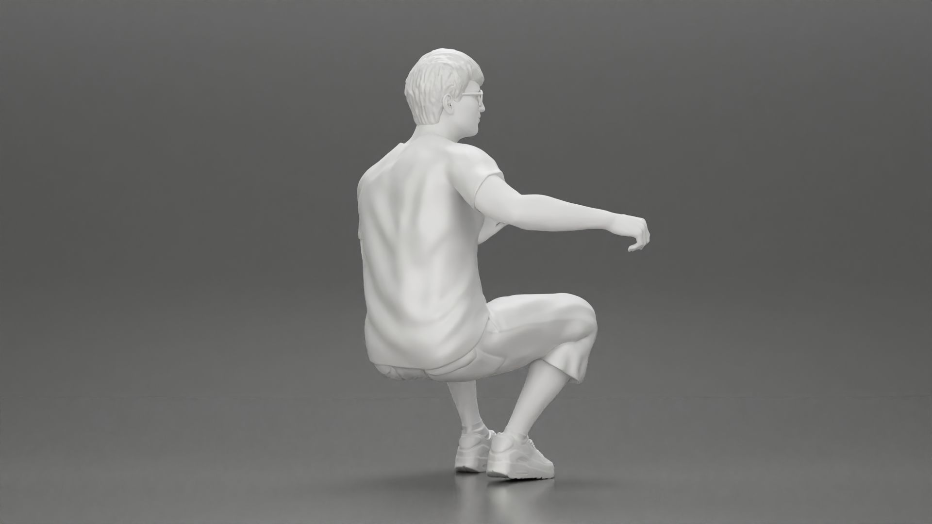 man in shorts sitting on a bench with her girlfriend in the park 3D print model_8