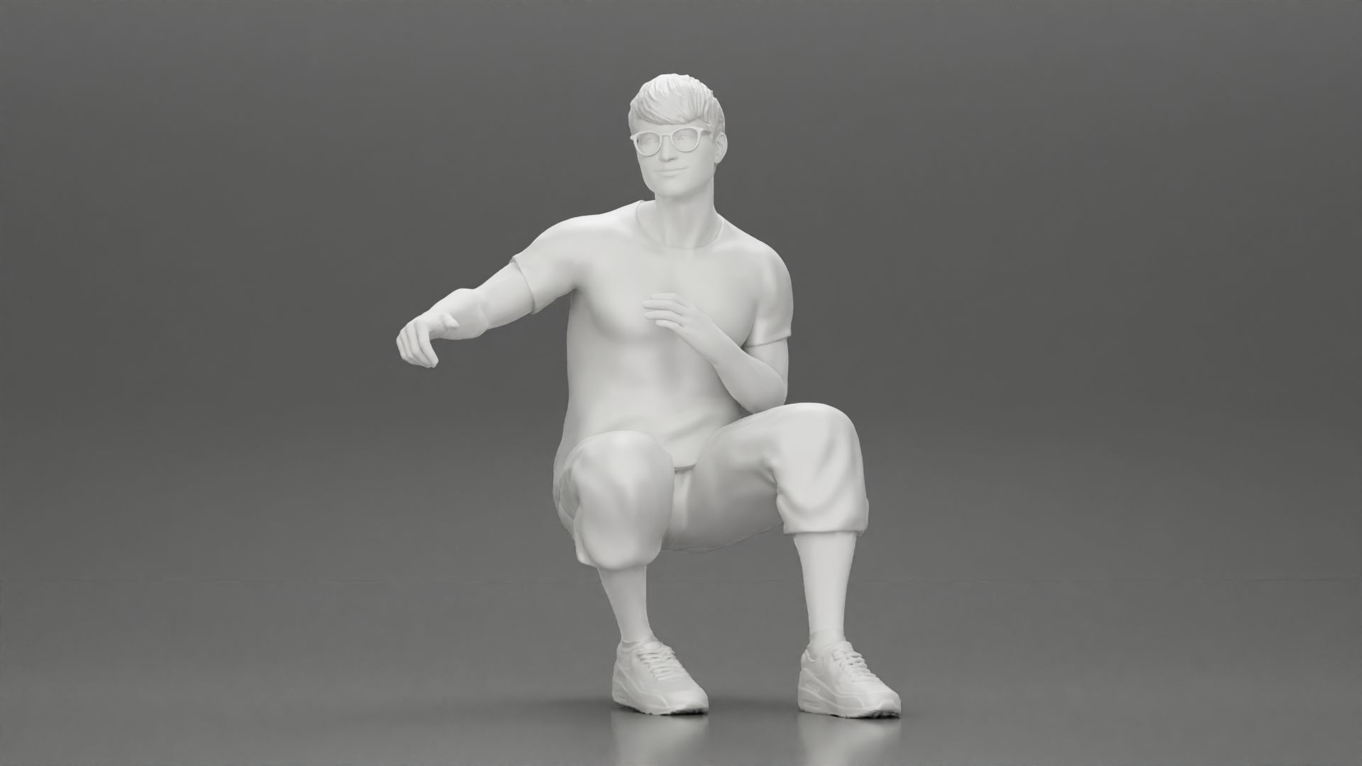 man in shorts sitting on a bench with her girlfriend in the park 3D print model_6