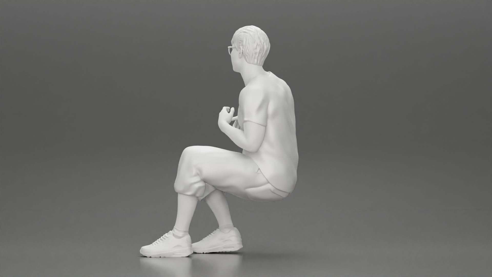 man in shorts sitting on a bench with her girlfriend in the park 3D print model_10