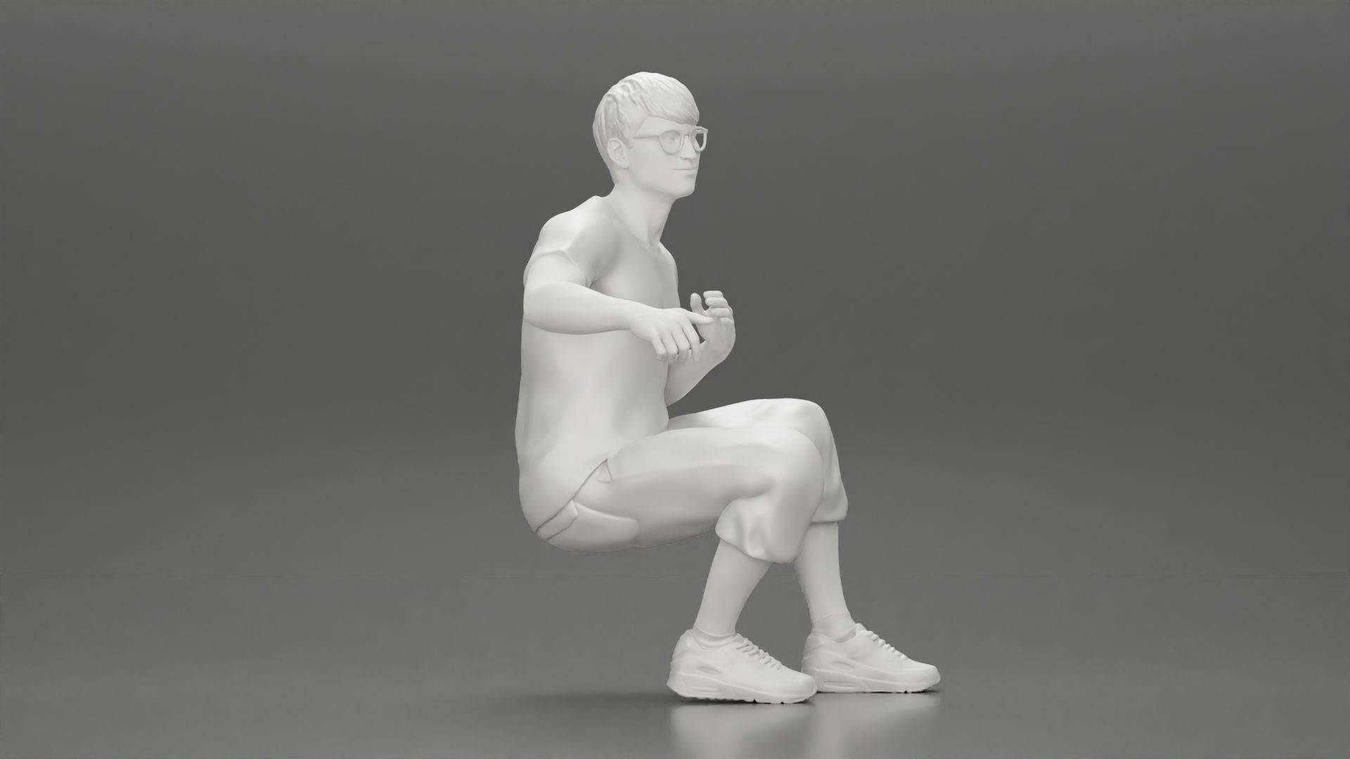 man in shorts sitting on a bench with her girlfriend in the park 3D print model_7