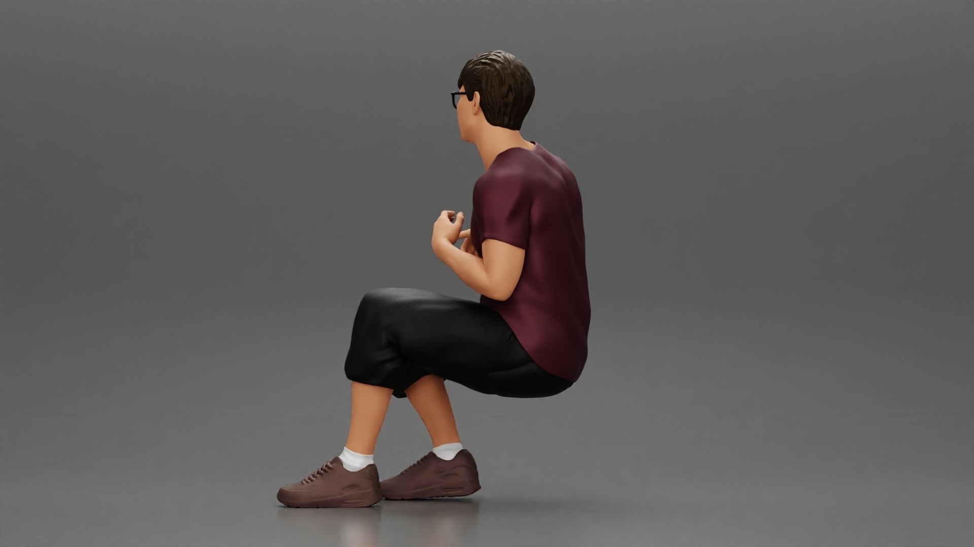 man in shorts sitting on a bench with her girlfriend in the park 3D print model_4