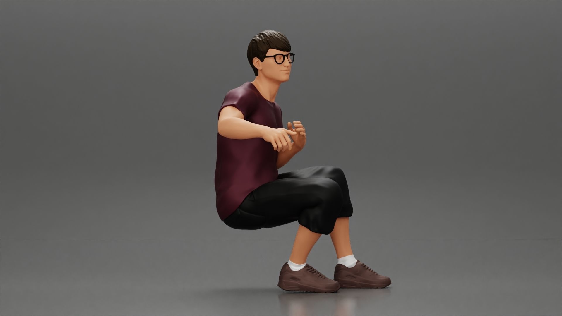 man in shorts sitting on a bench with her girlfriend in the park 3D print model_1