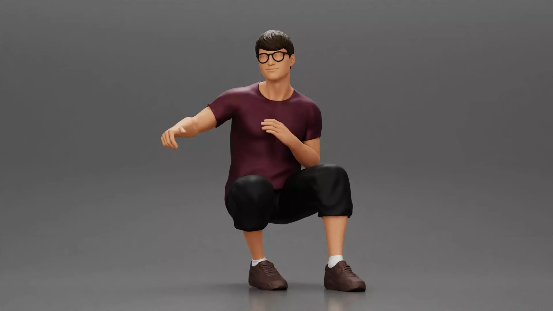 man in shorts sitting on a bench with her girlfriend in the park 3D print model_0