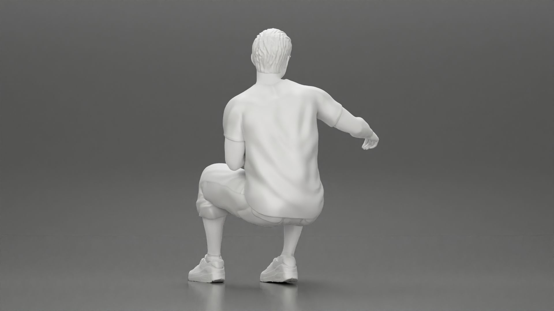 man in shorts sitting on a bench with her girlfriend in the park 3D print model_9