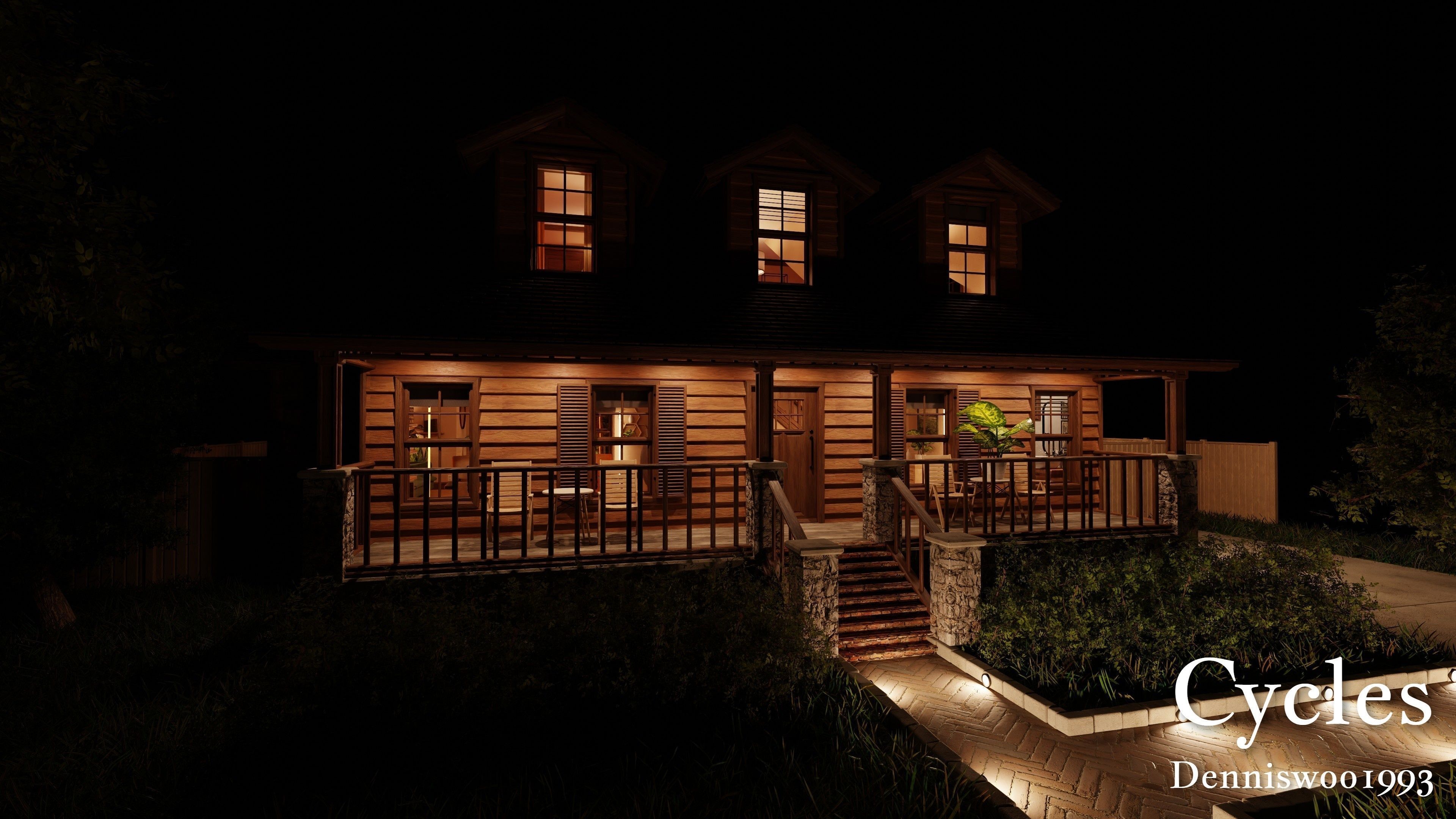 Modular Classic Style American House 9 Low-poly 3D model_18