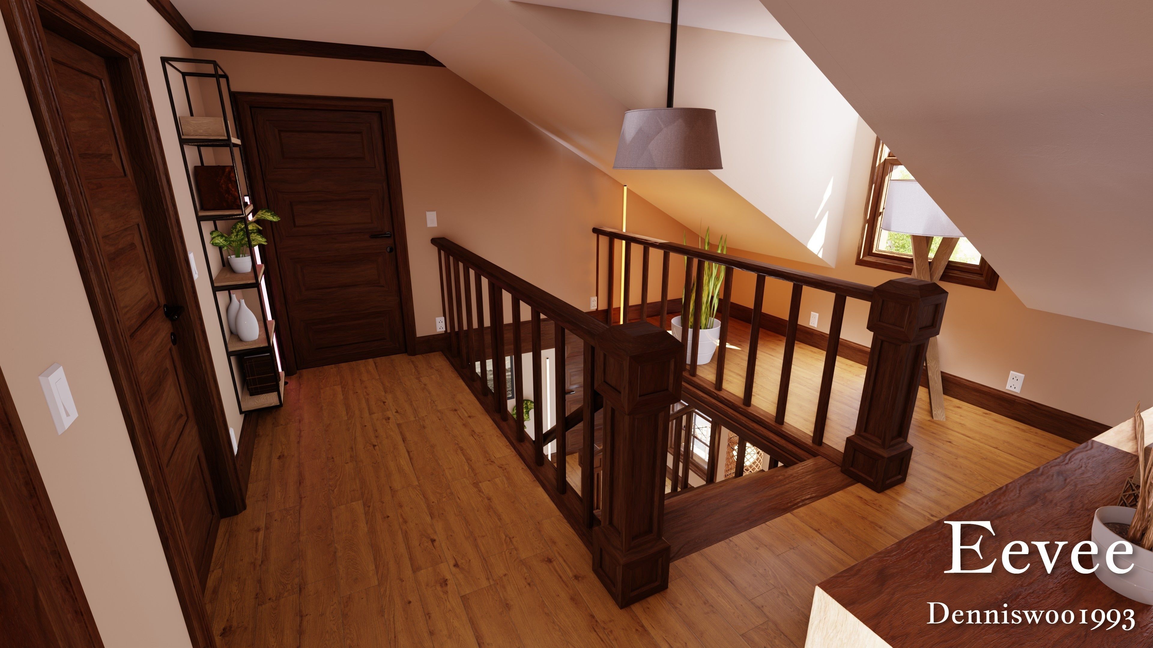 Modular Classic Style American House 9 Low-poly 3D model_36