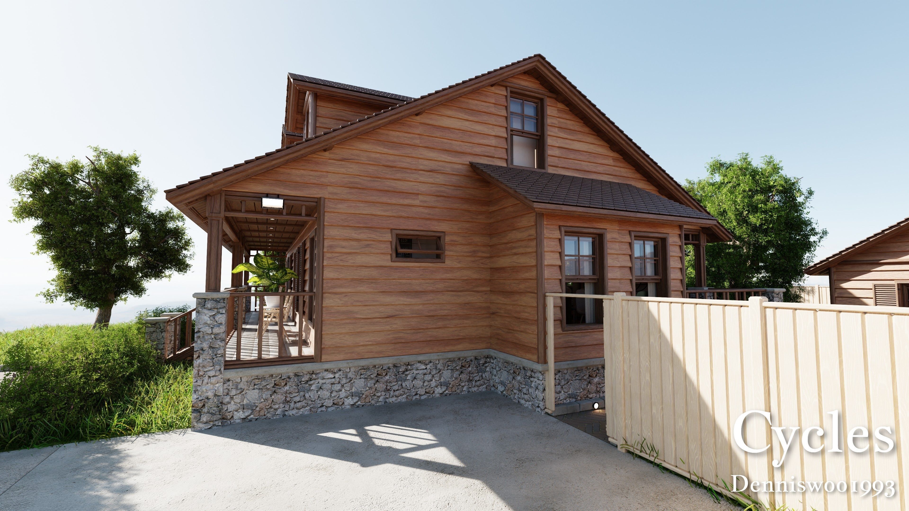 Modular Classic Style American House 9 Low-poly 3D model_16