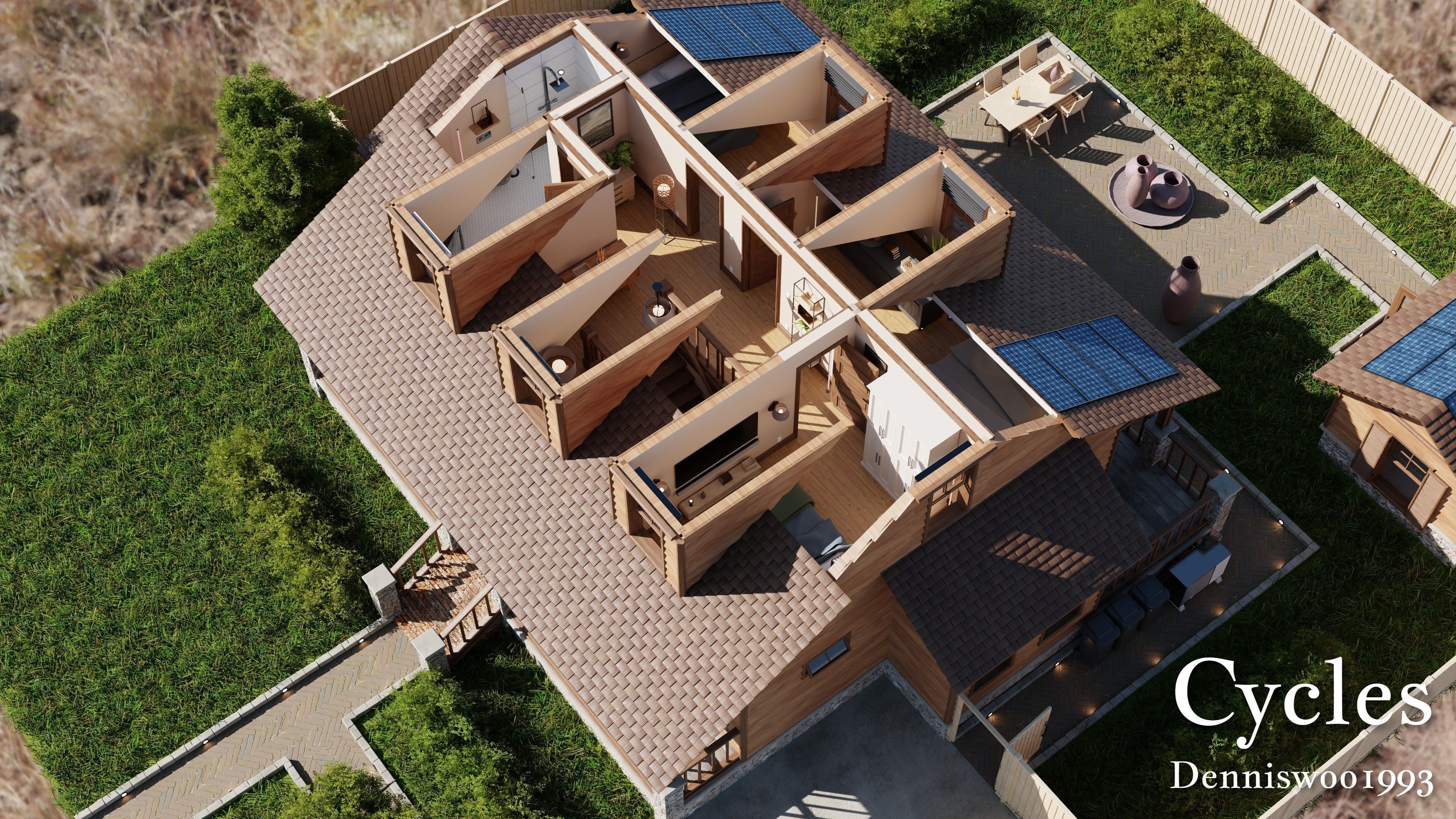 Modular Classic Style American House 9 Low-poly 3D model_6