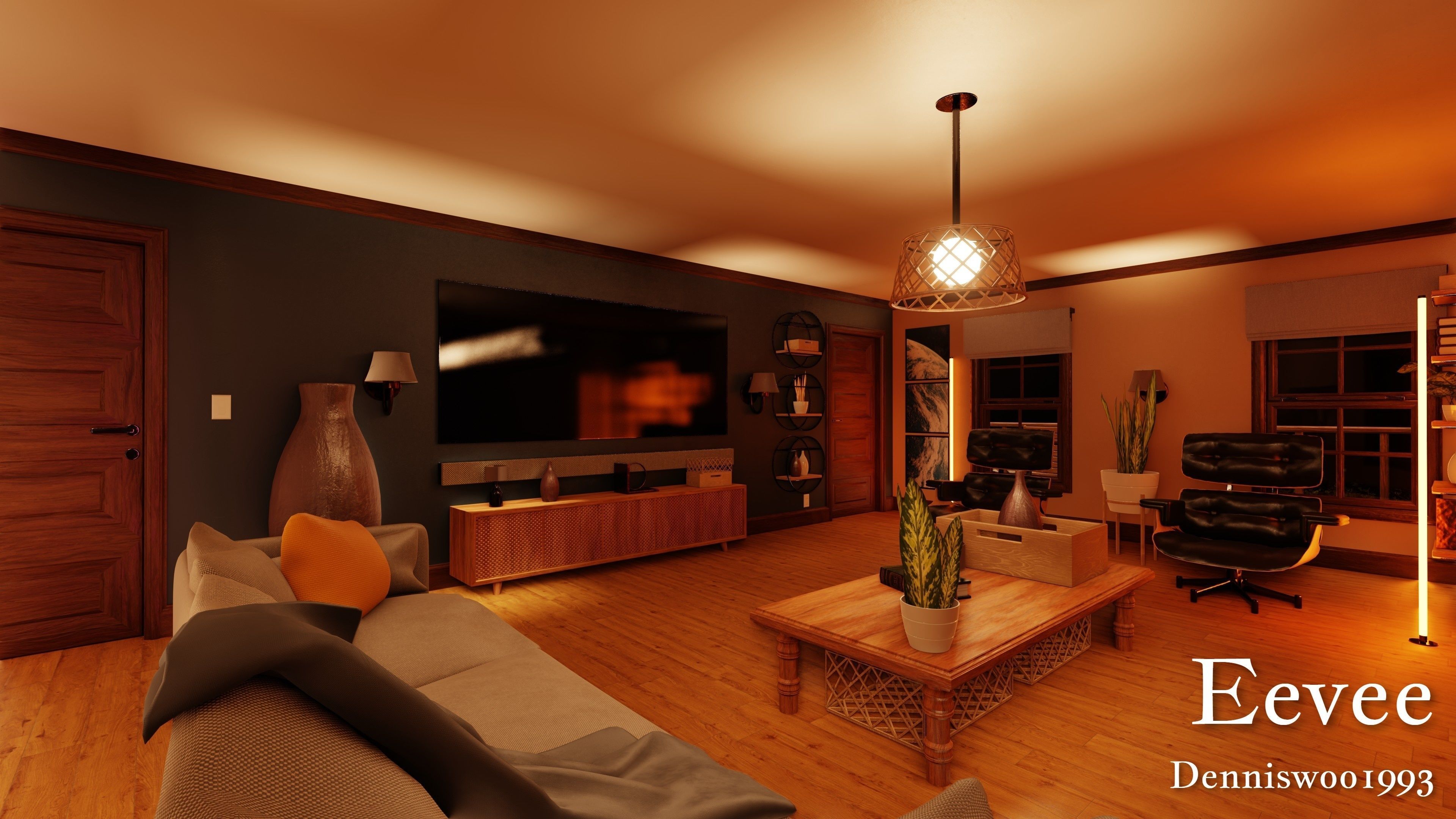 Modular Classic Style American House 9 Low-poly 3D model_38