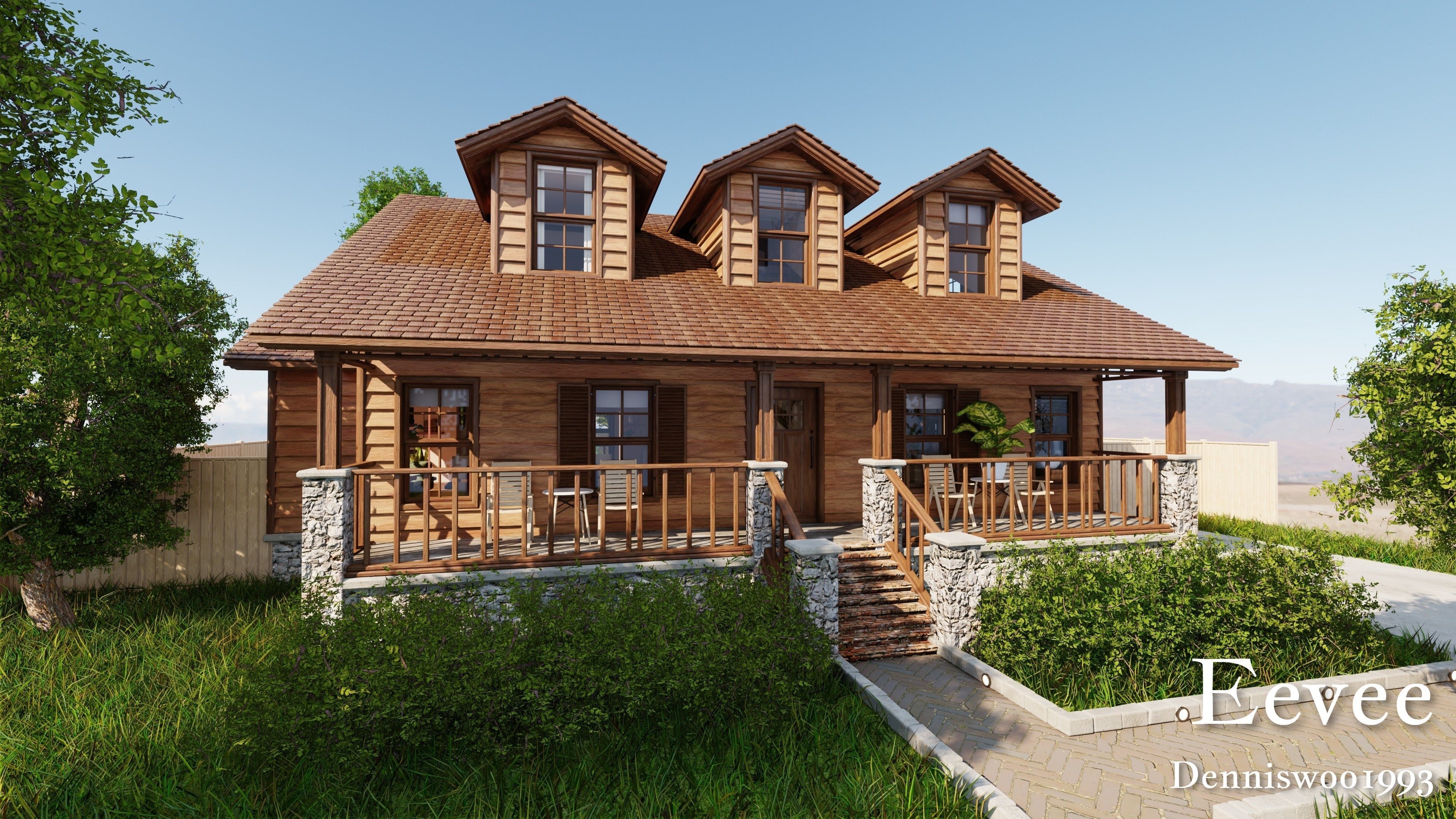 Modular Classic Style American House 9 Low-poly 3D model_27