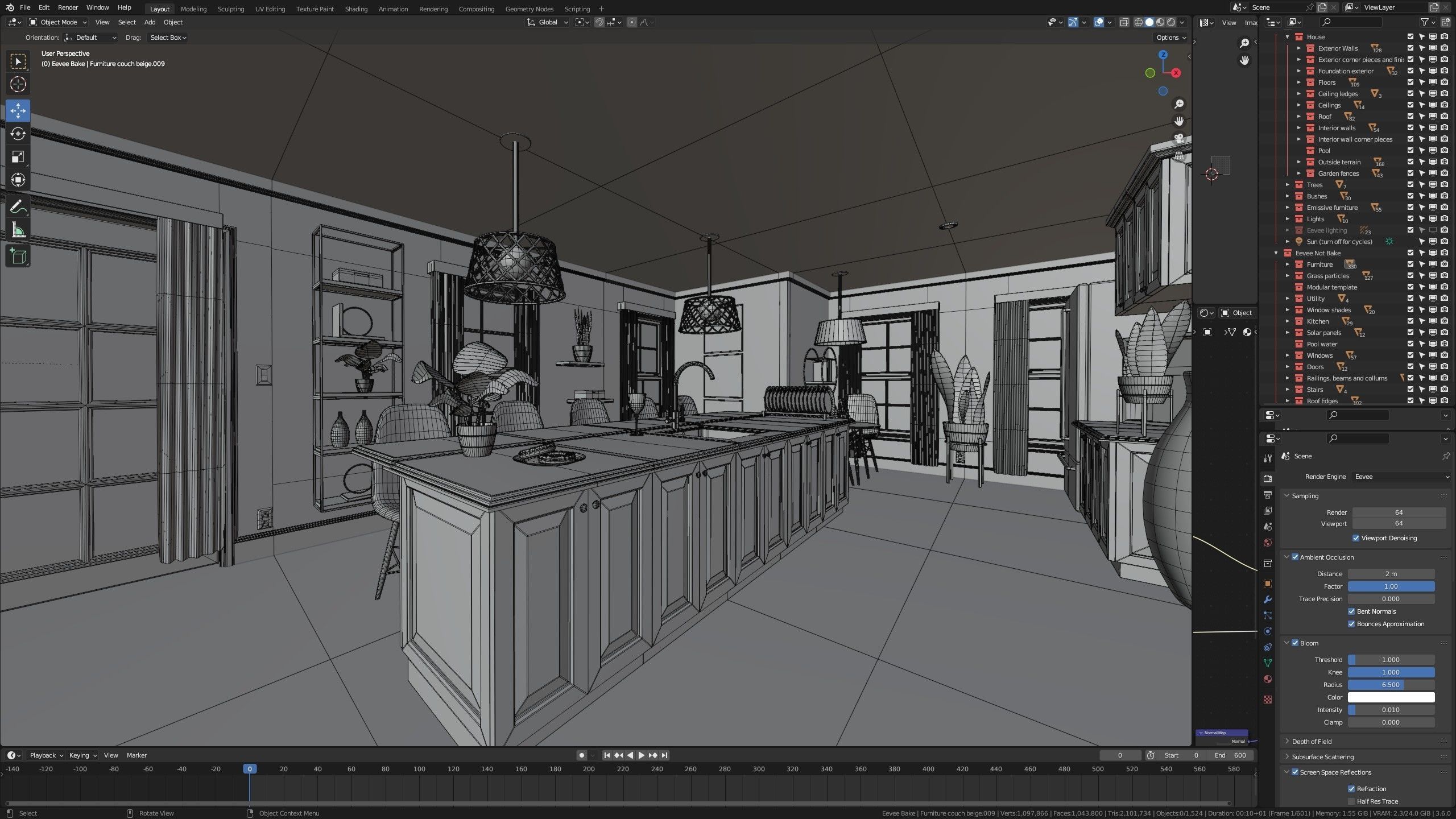 Modular Classic Style American House 9 Low-poly 3D model_44