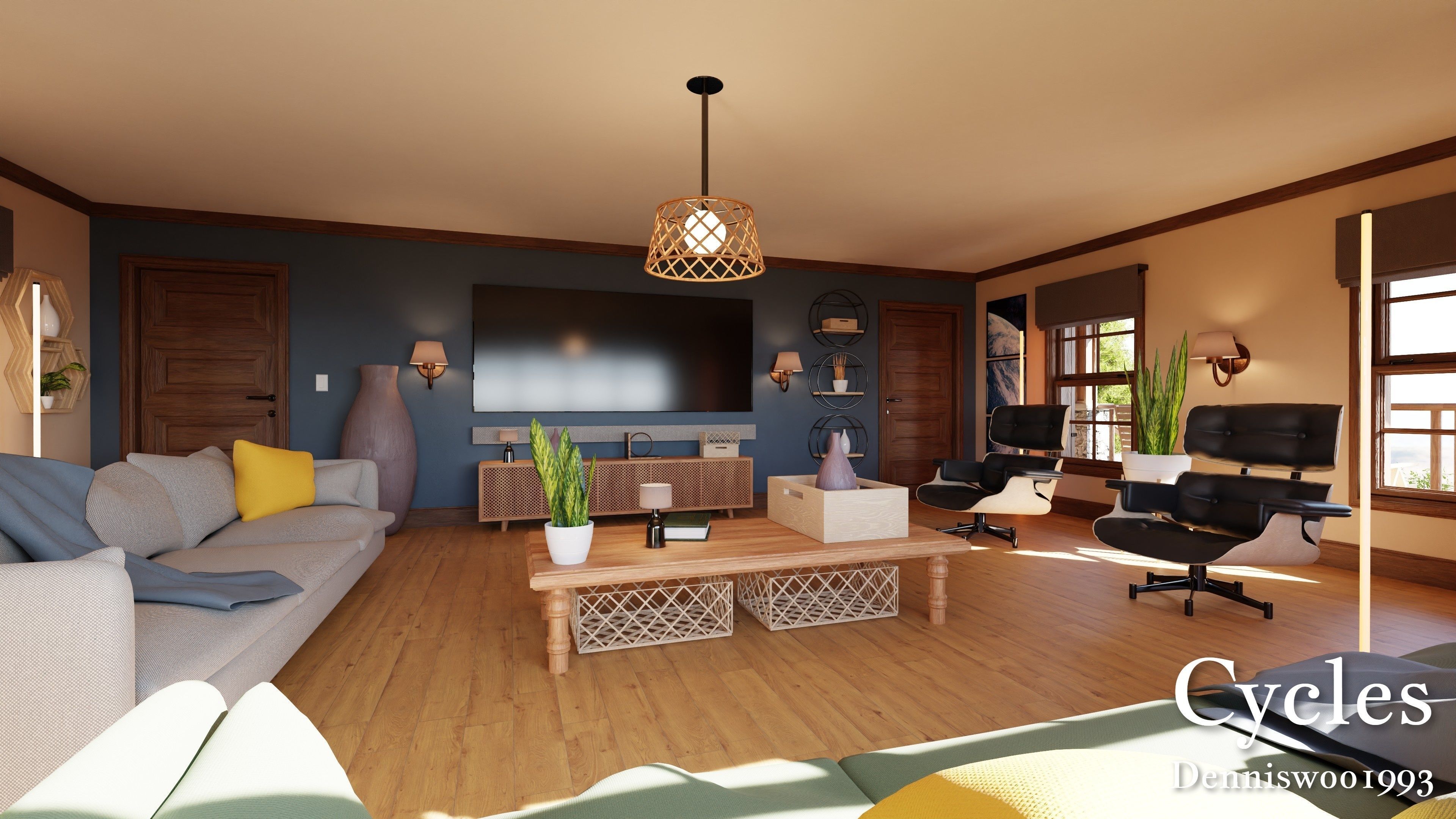 Modular Classic Style American House 9 Low-poly 3D model_2