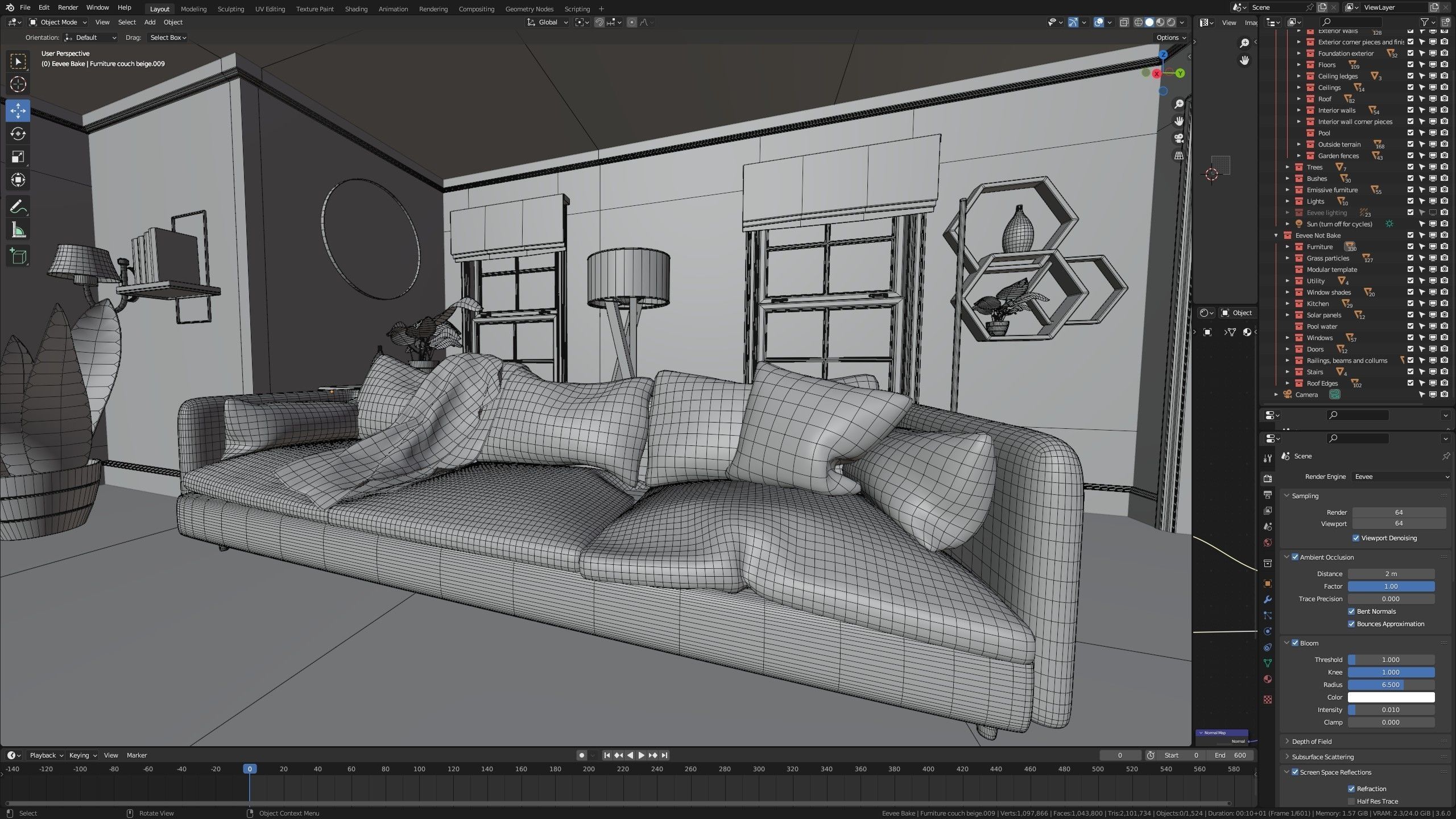 Modular Classic Style American House 9 Low-poly 3D model_43