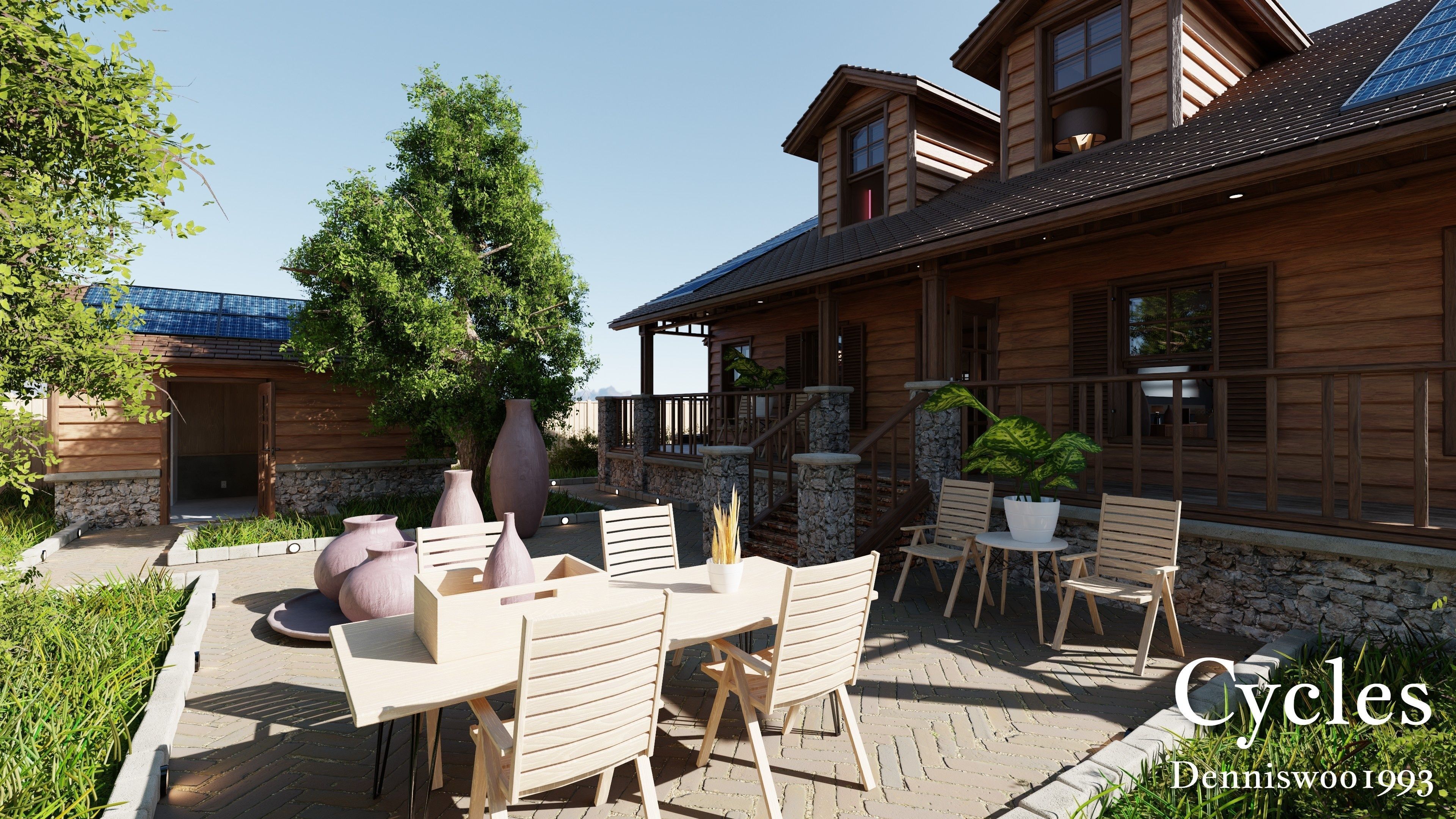 Modular Classic Style American House 9 Low-poly 3D model_10