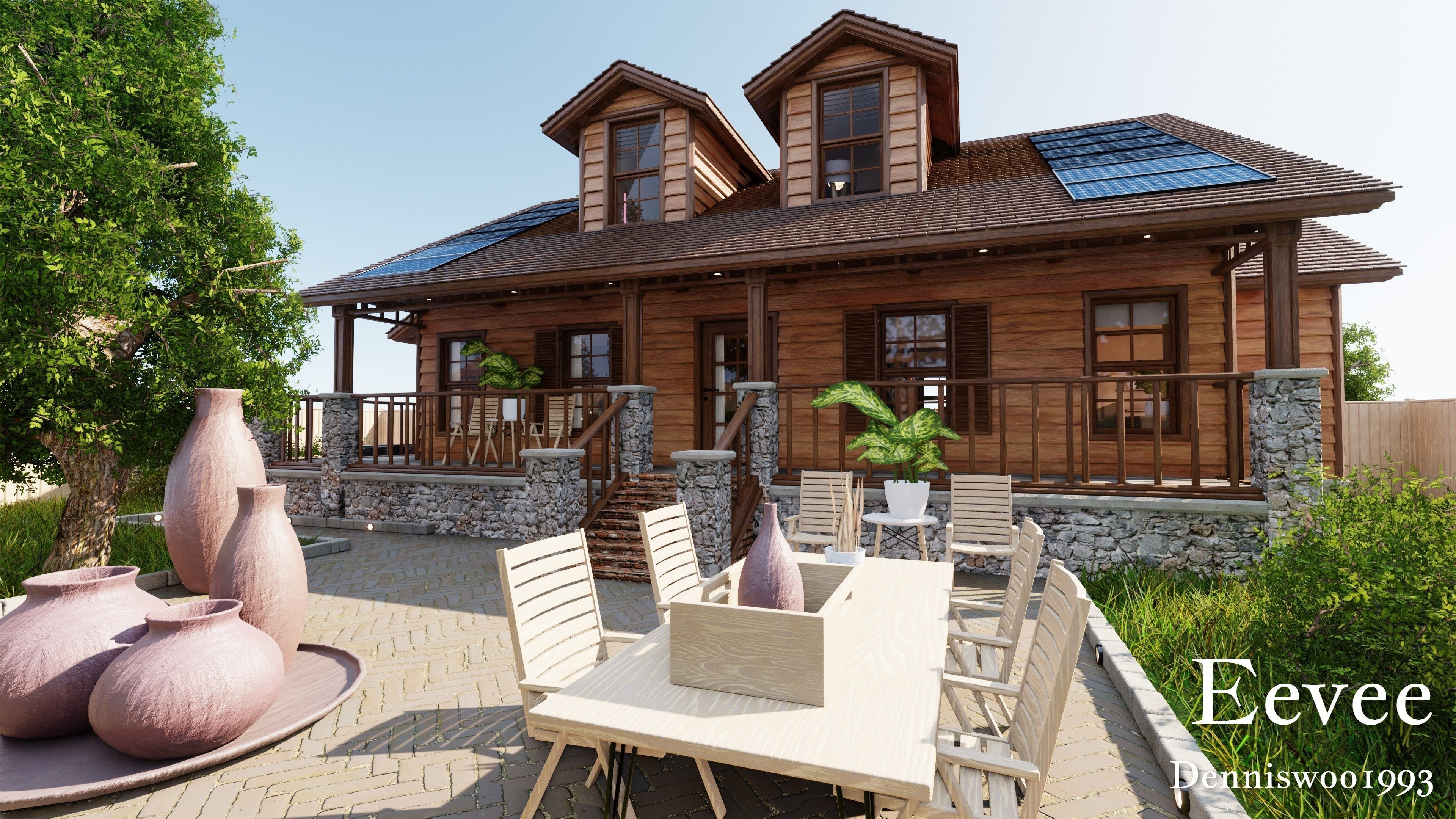 Modular Classic Style American House 9 Low-poly 3D model_30