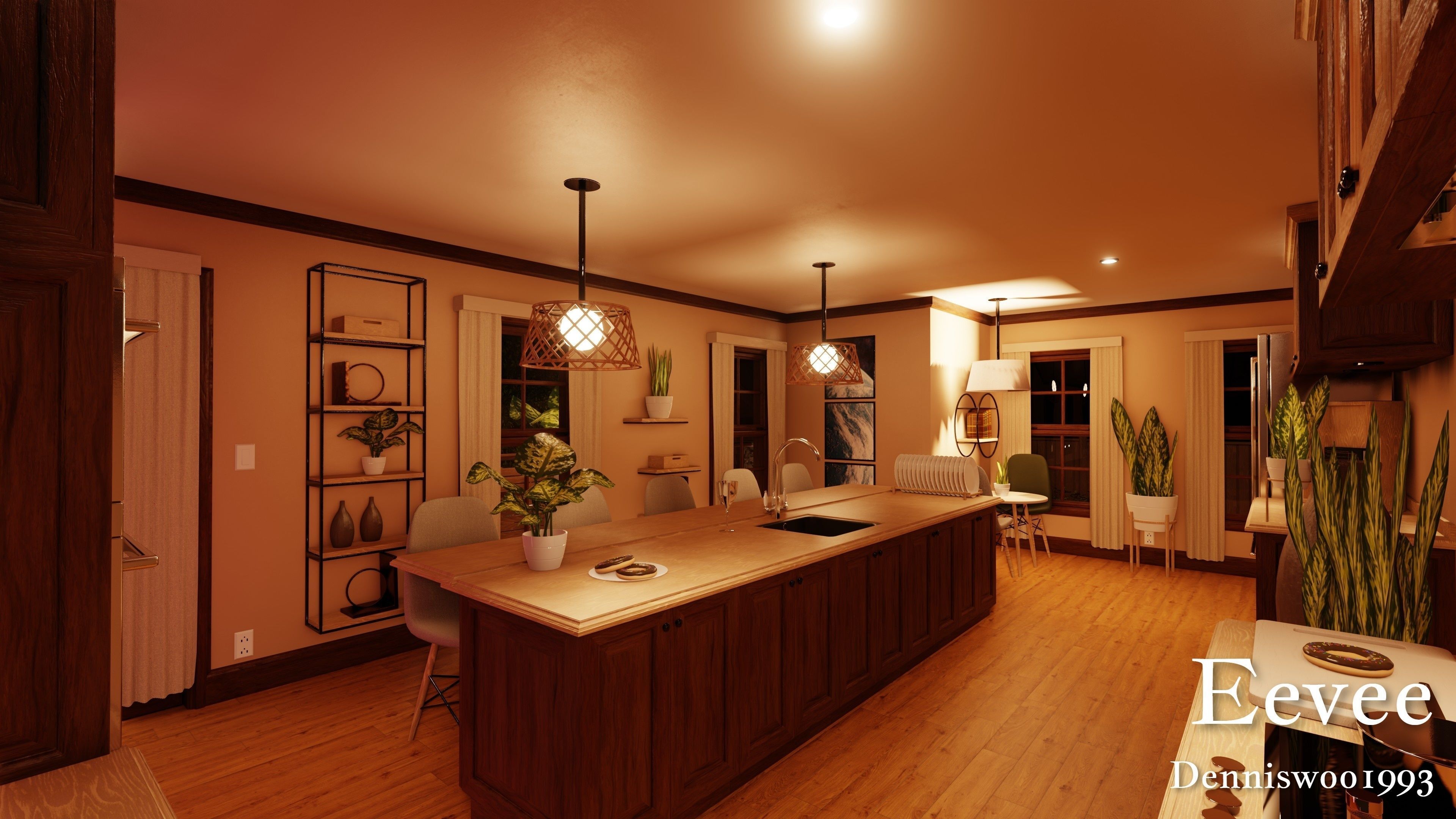 Modular Classic Style American House 9 Low-poly 3D model_39