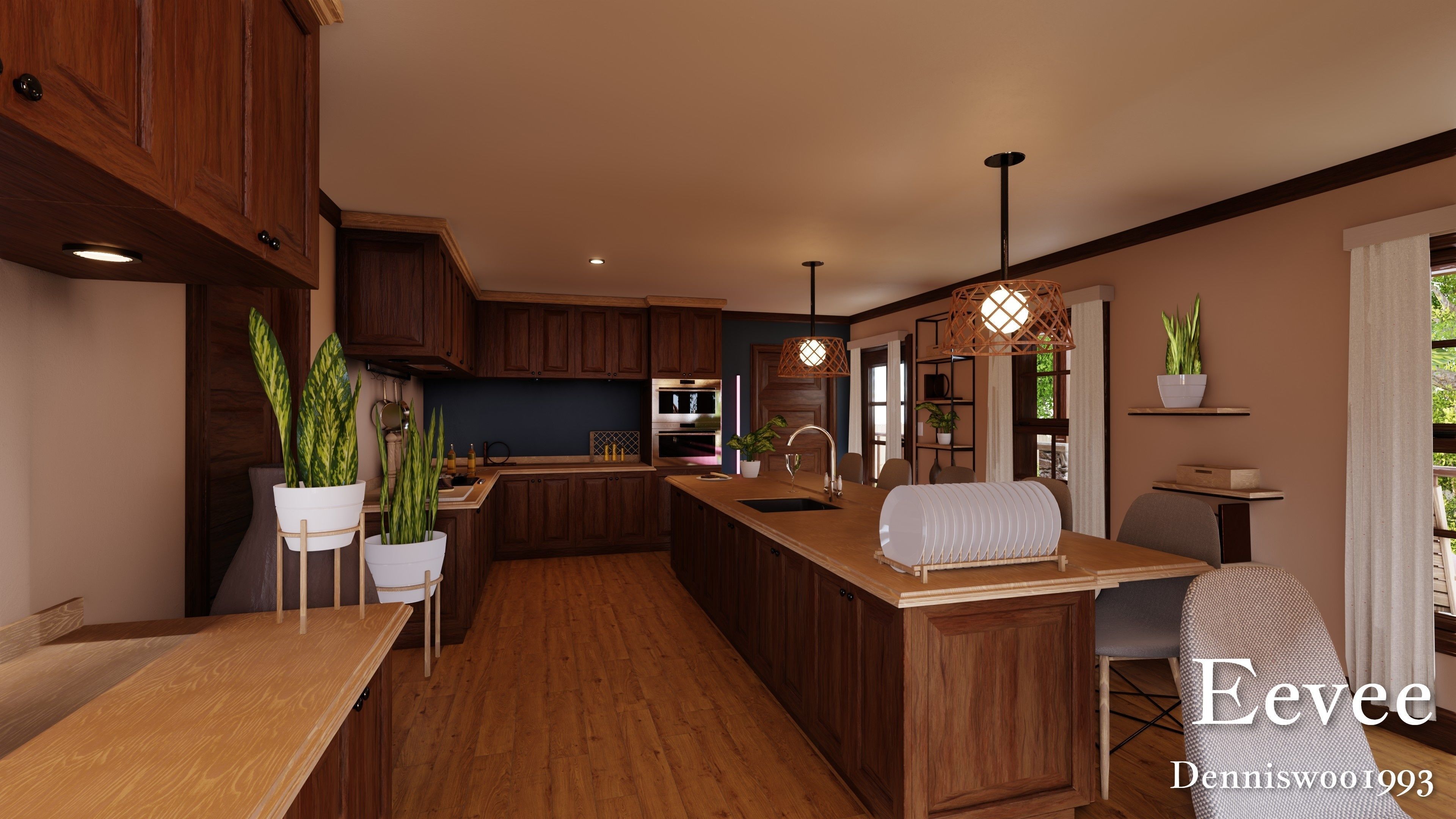 Modular Classic Style American House 9 Low-poly 3D model_28