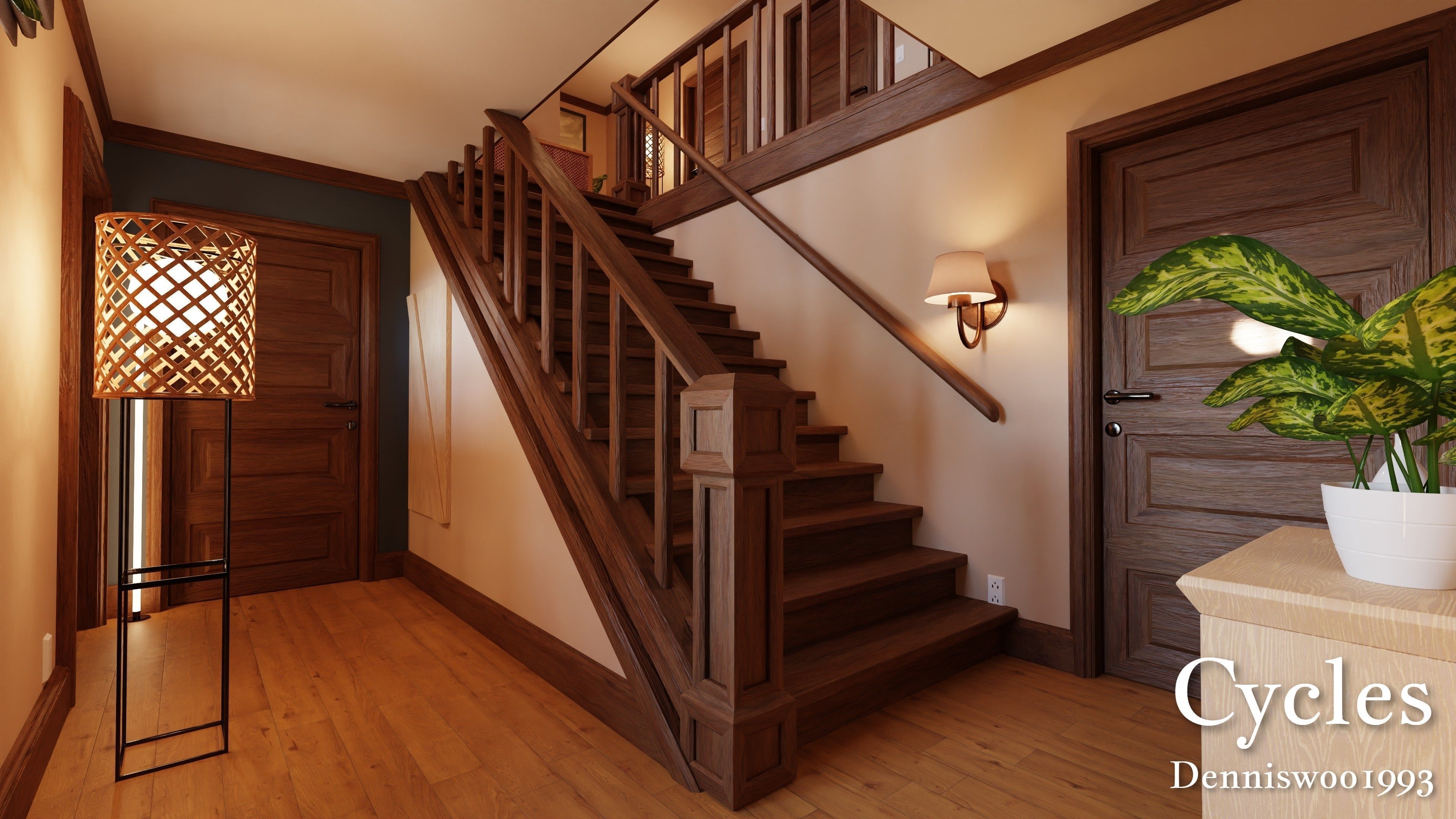 Modular Classic Style American House 9 Low-poly 3D model_13