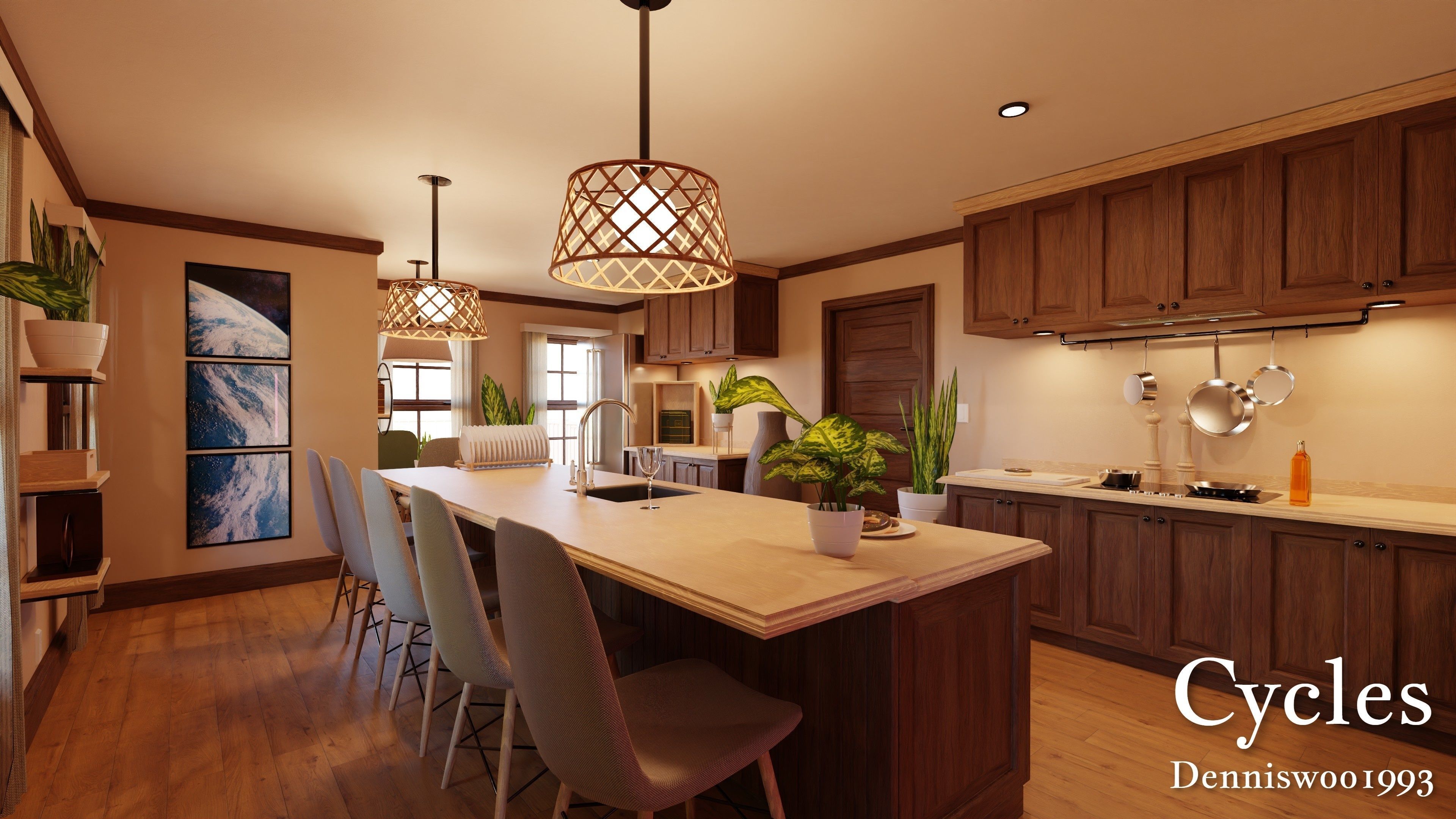 Modular Classic Style American House 9 Low-poly 3D model_4