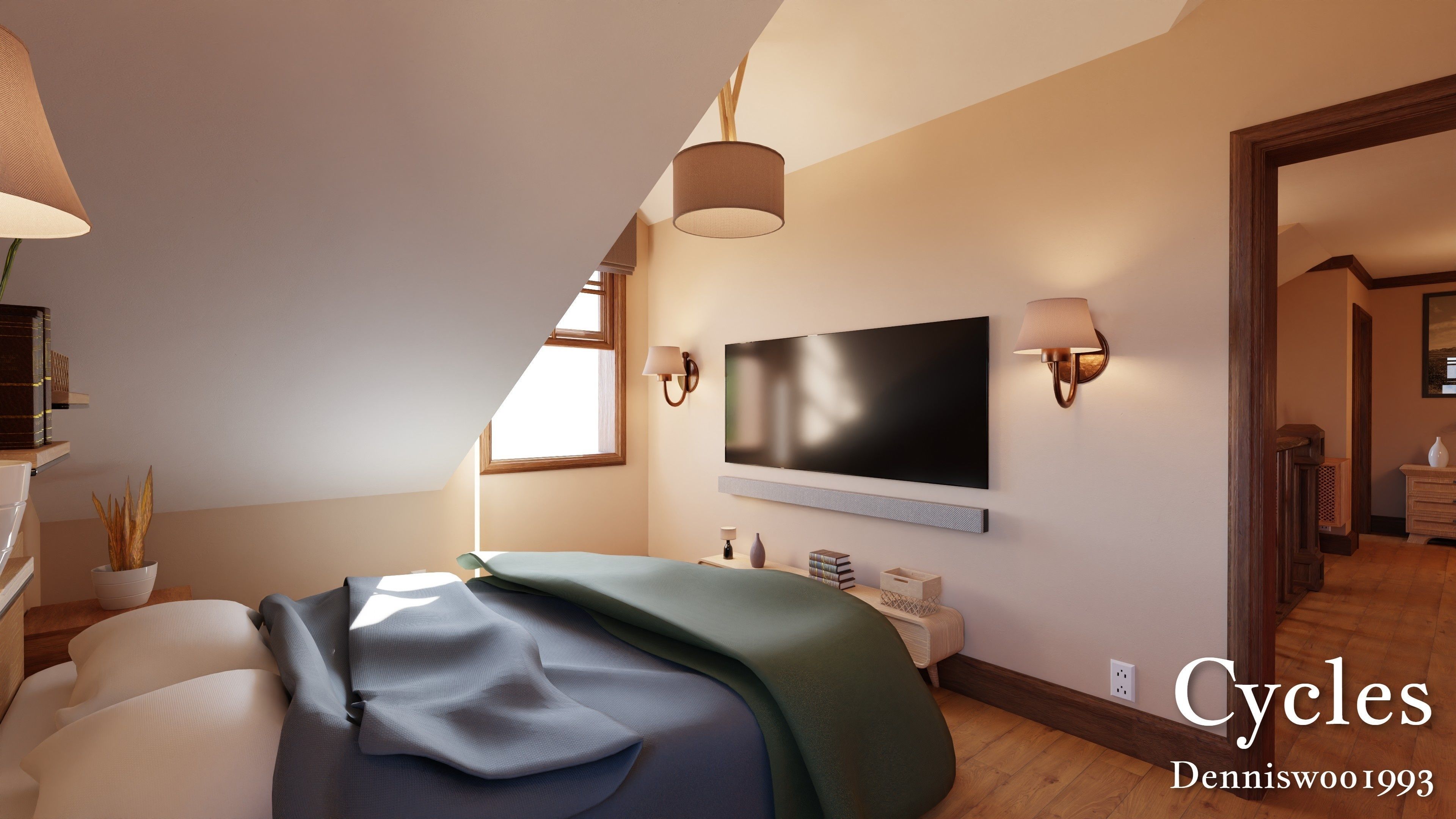 Modular Classic Style American House 9 Low-poly 3D model_9