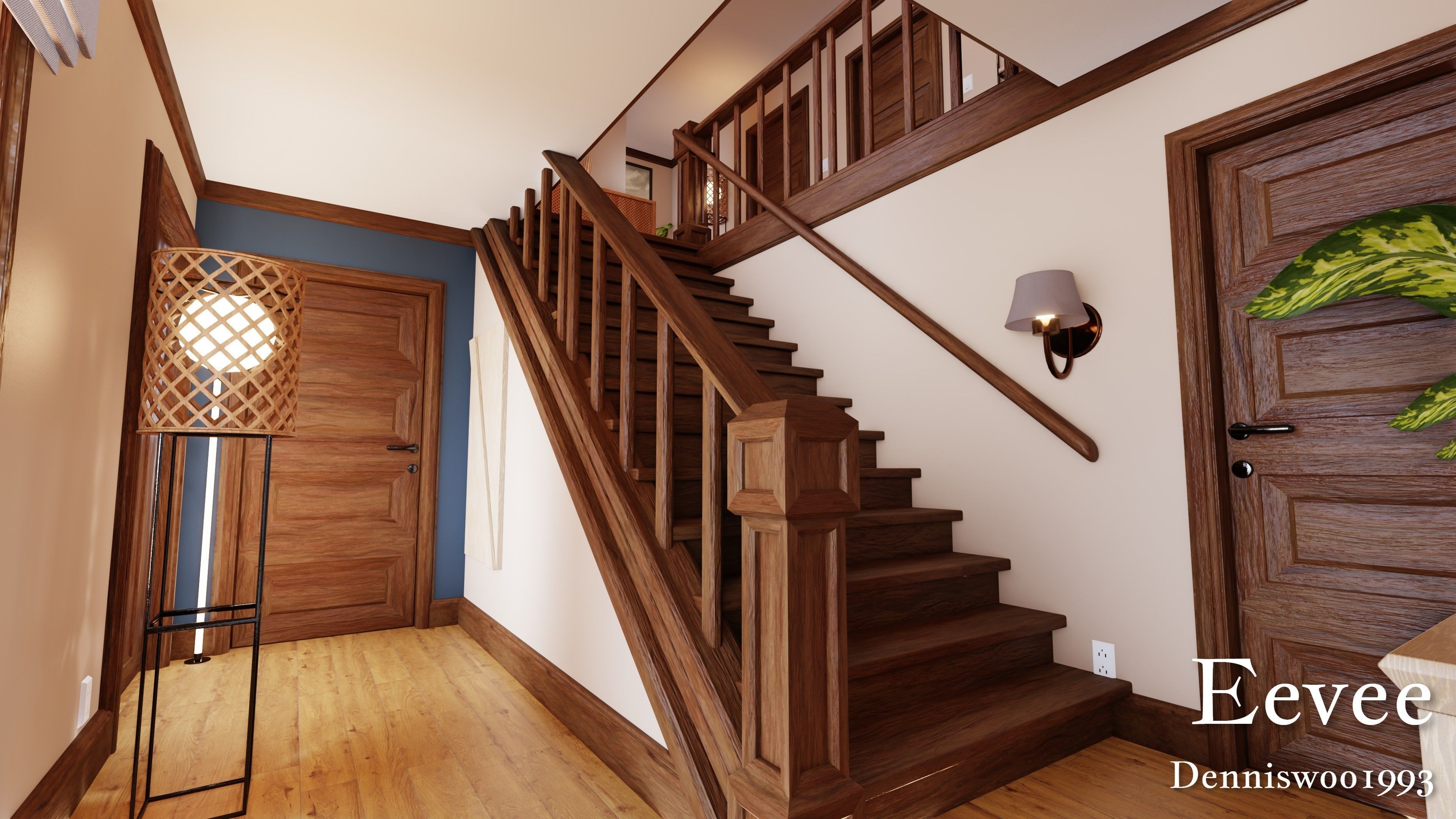 Modular Classic Style American House 9 Low-poly 3D model_35