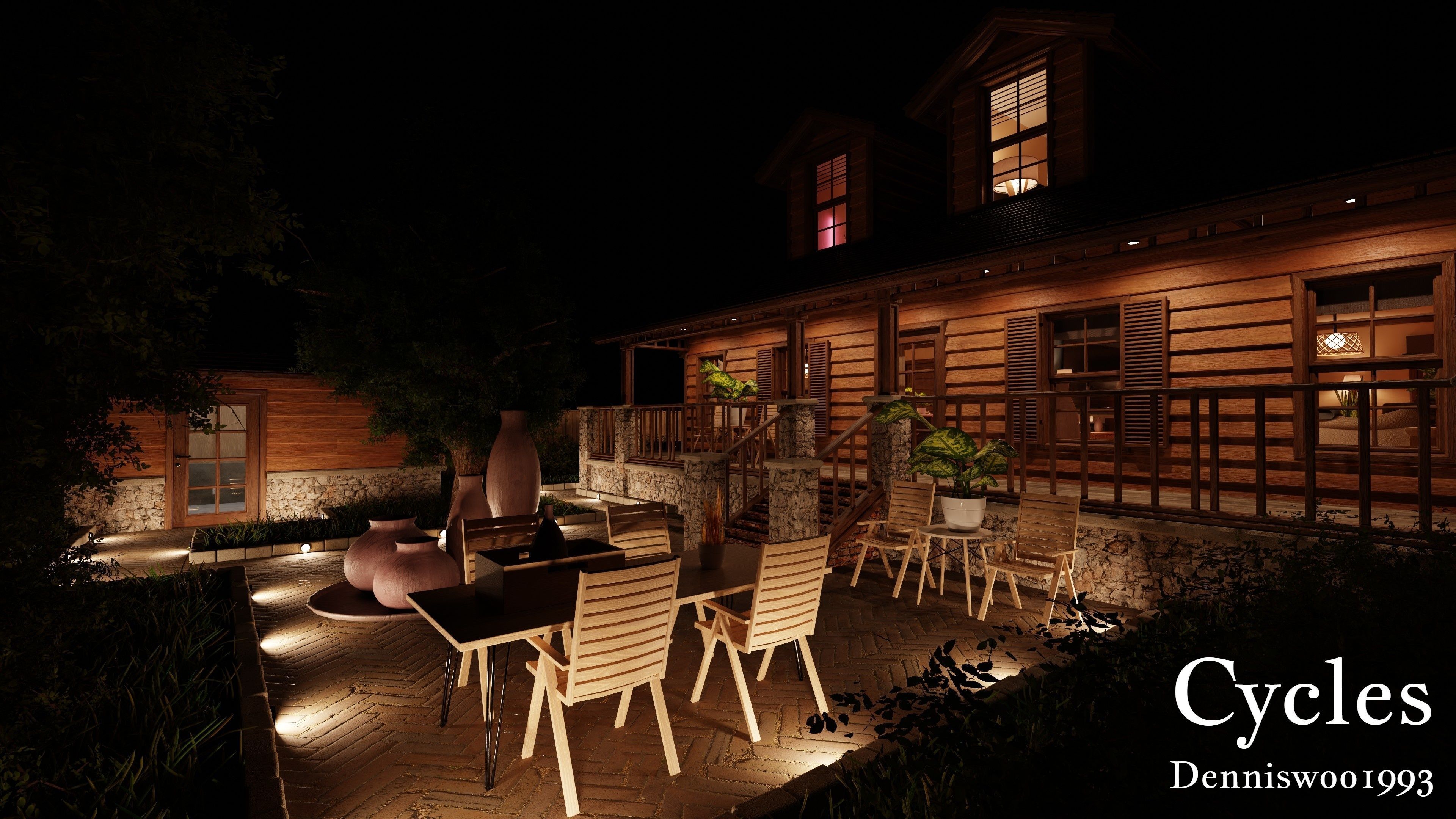 Modular Classic Style American House 9 Low-poly 3D model_21