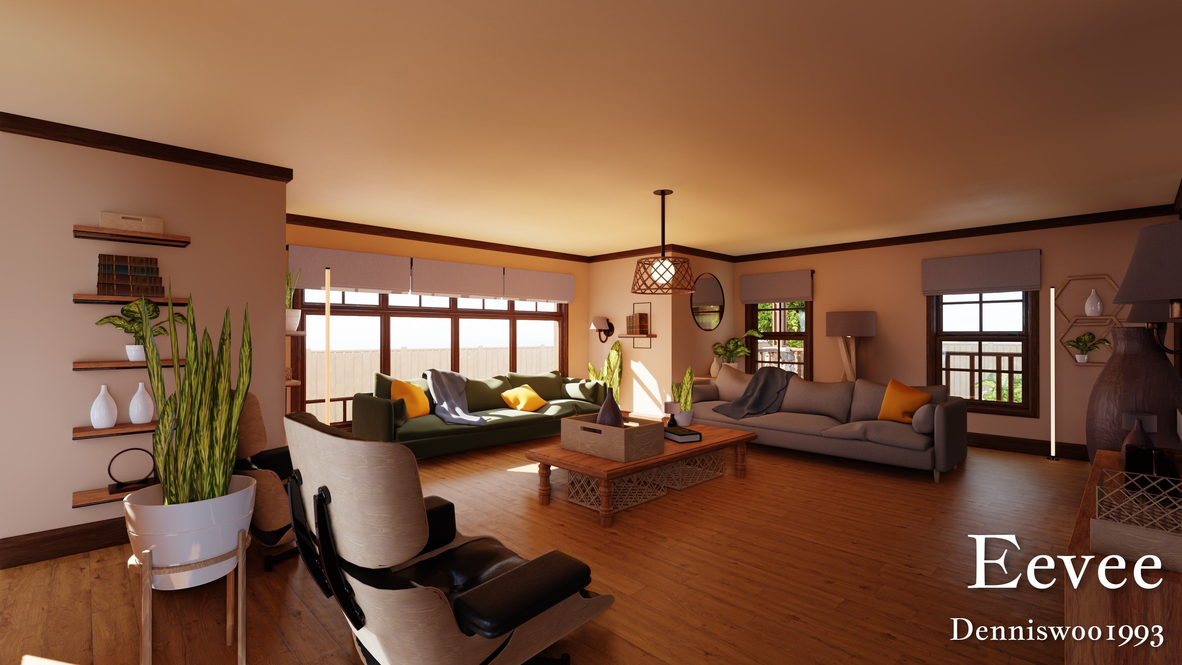 Modular Classic Style American House 9 Low-poly 3D model_26