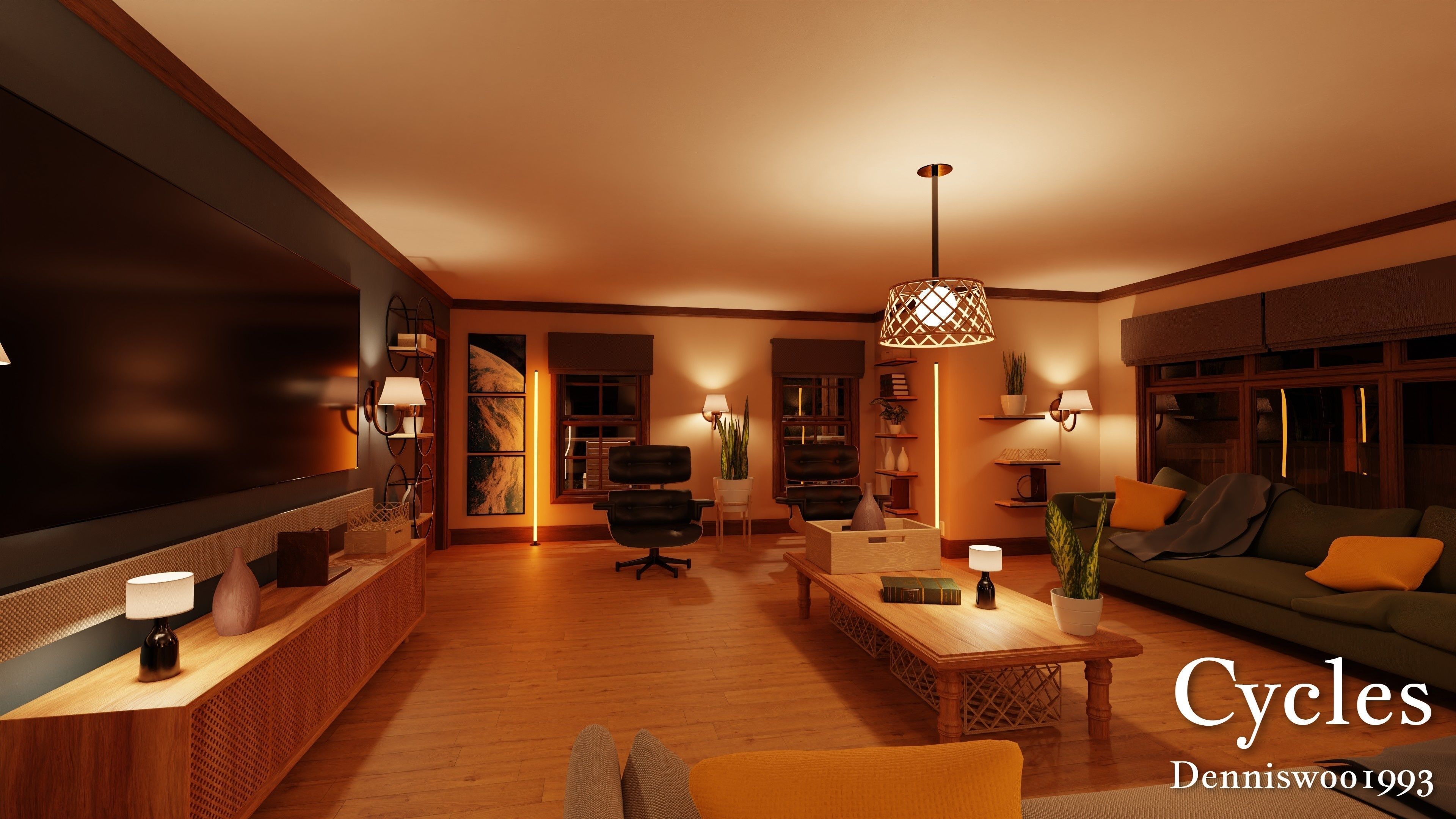 Modular Classic Style American House 9 Low-poly 3D model_19