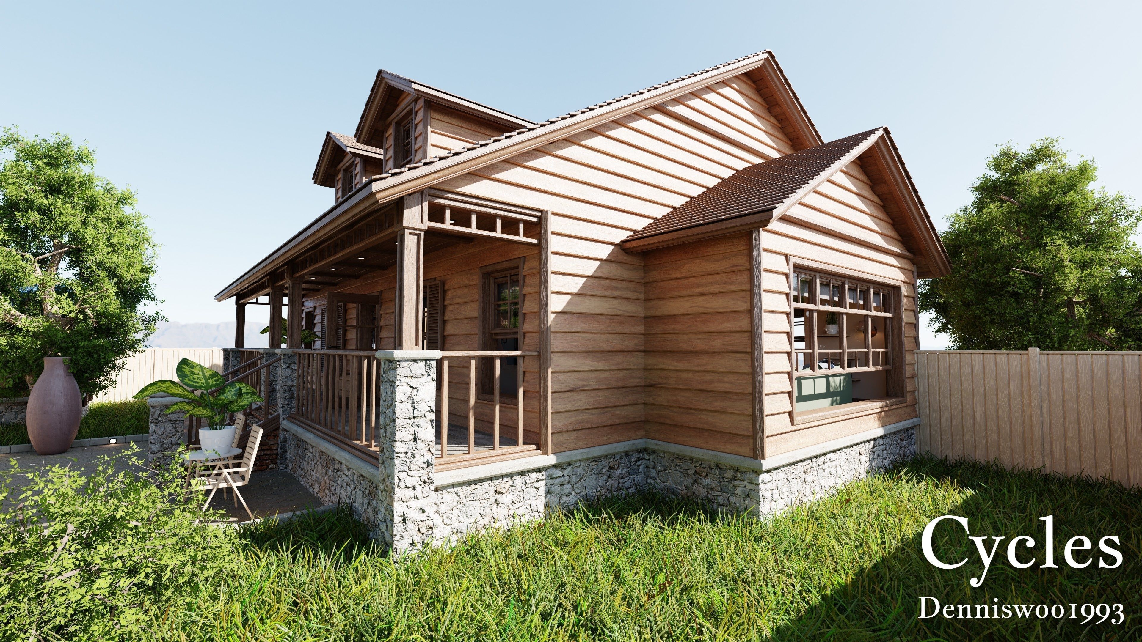 Modular Classic Style American House 9 Low-poly 3D model_17