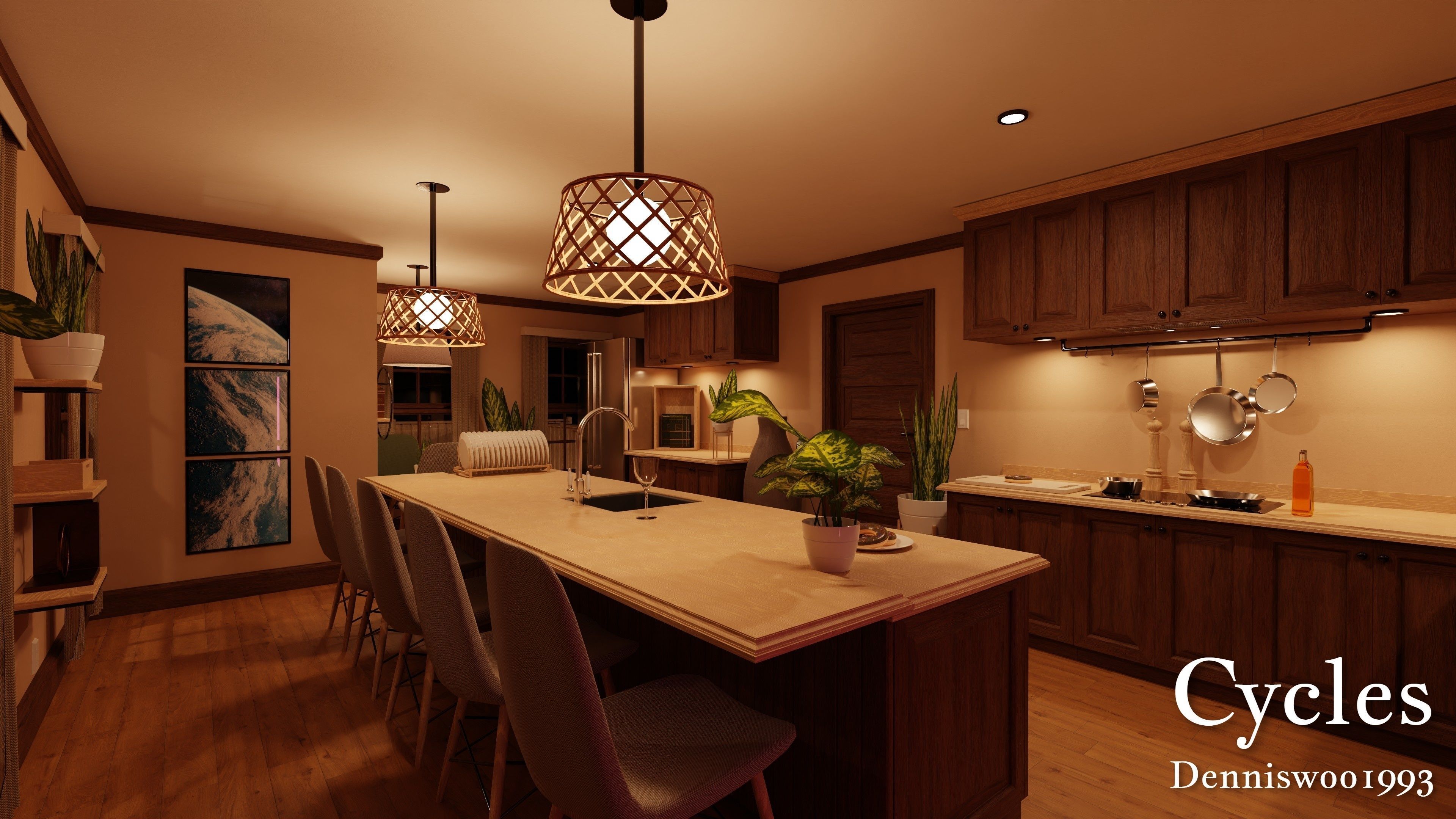 Modular Classic Style American House 9 Low-poly 3D model_20