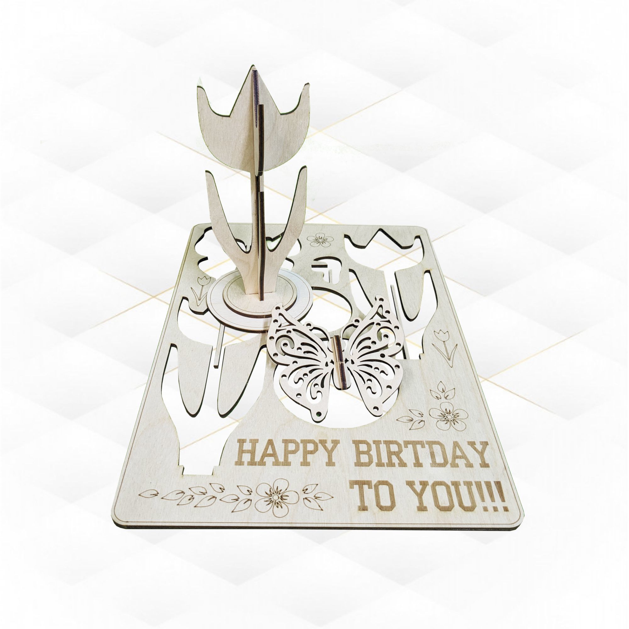 Birthday card Butterfly svg dxf design laser cut 3D print model_2