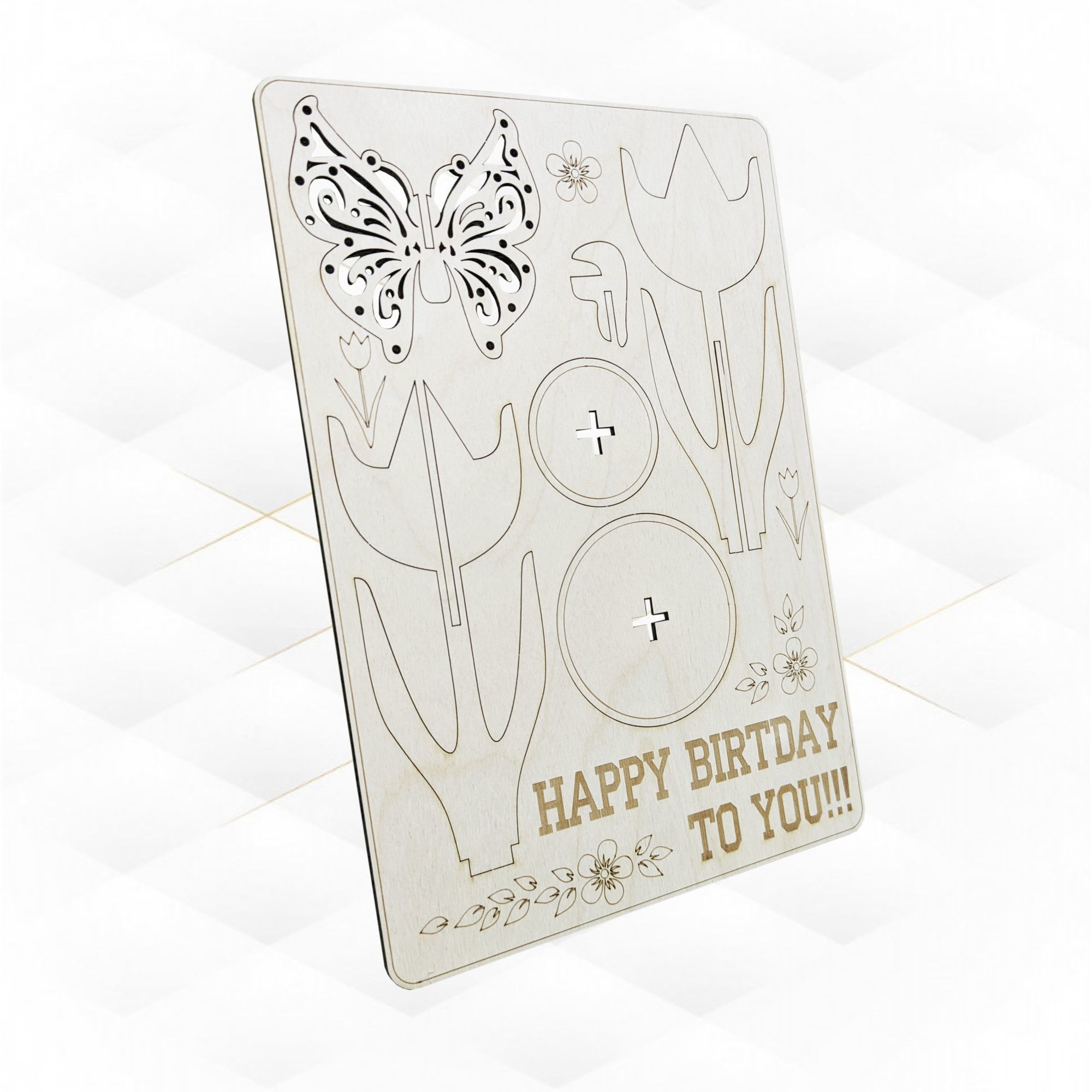 Birthday card Butterfly svg dxf design laser cut 3D print model_1