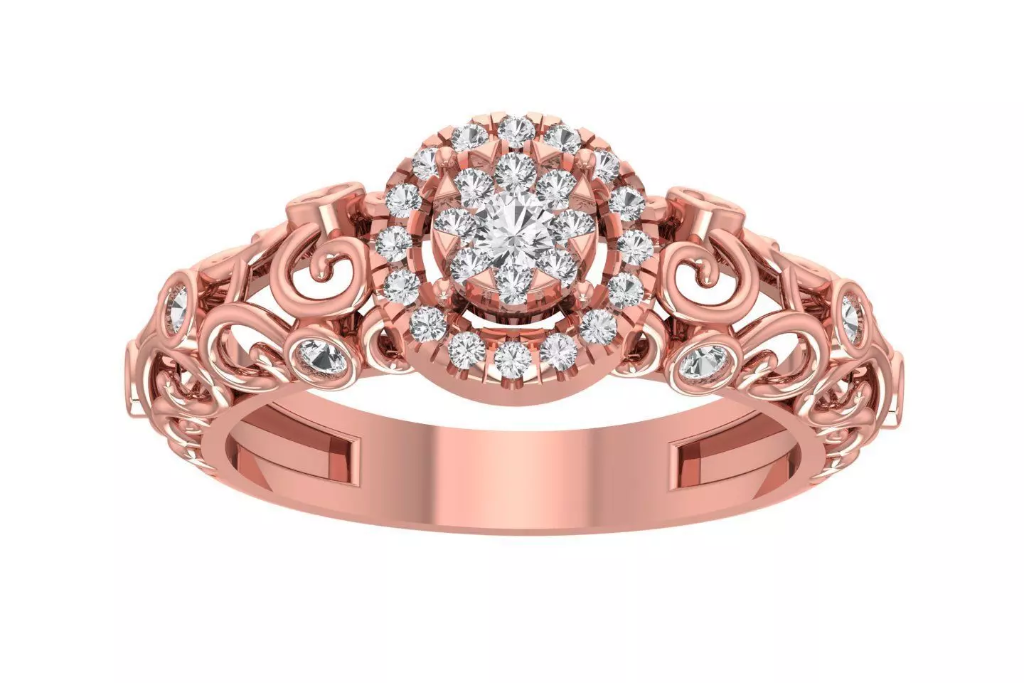 Women Halo Engagement Ring 3D print model