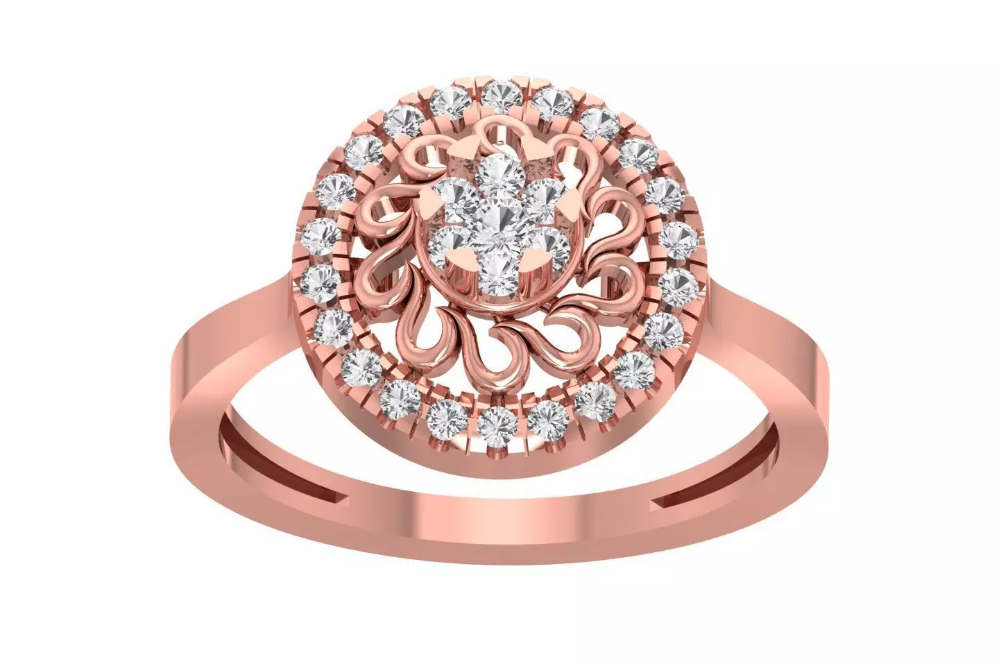 Women Halo Engagement Ring 3D print model