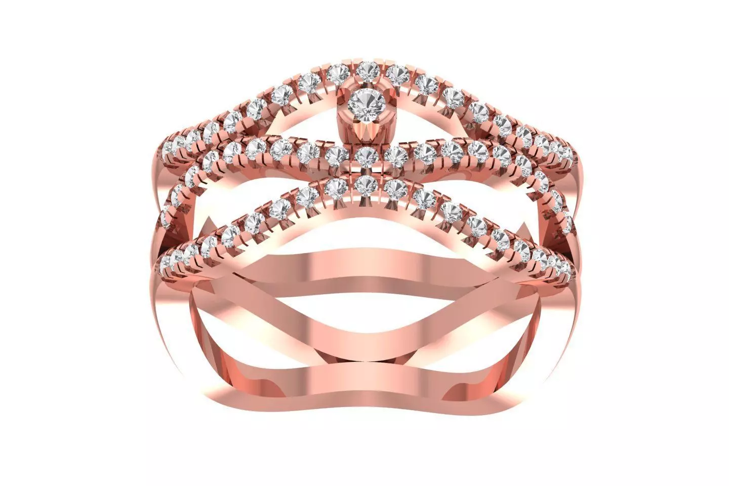 Women Wedding Three Band Ring 3D print model