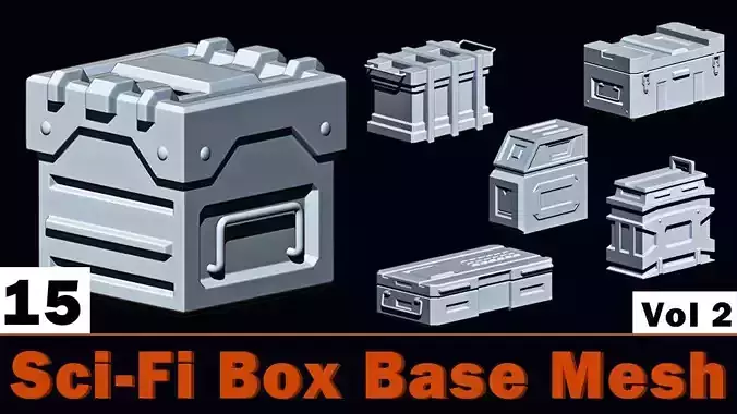 Sci-Fi Box Base Mesh Vol 2 Low-poly 3D model