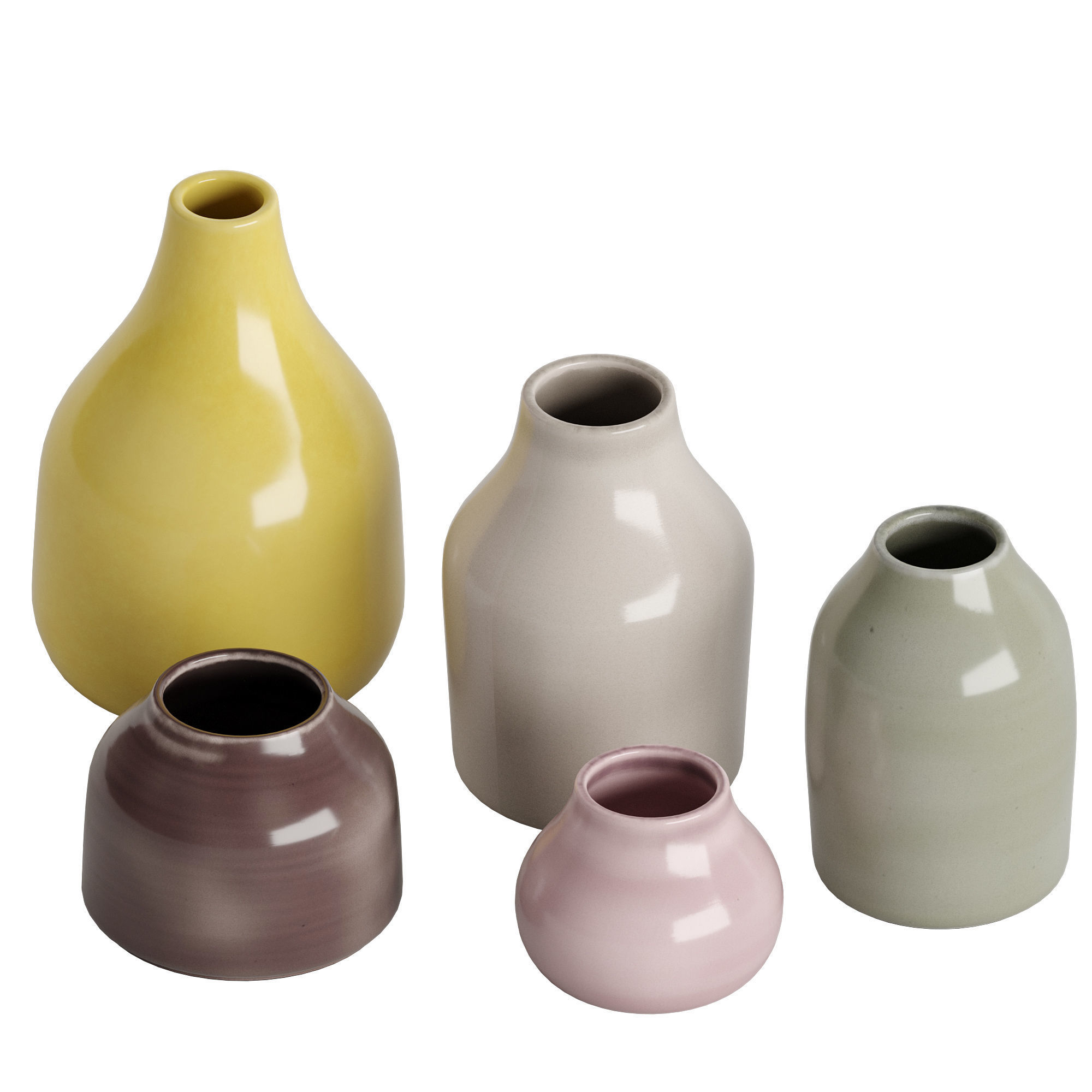 Kahler Botanica Mini Vase 5 Pack 3D model_1