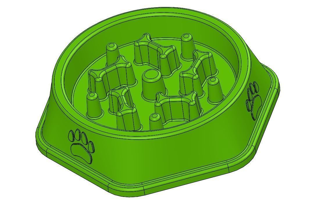 Slow feeder bowl - Bowl slowing down dog food 3D model_7