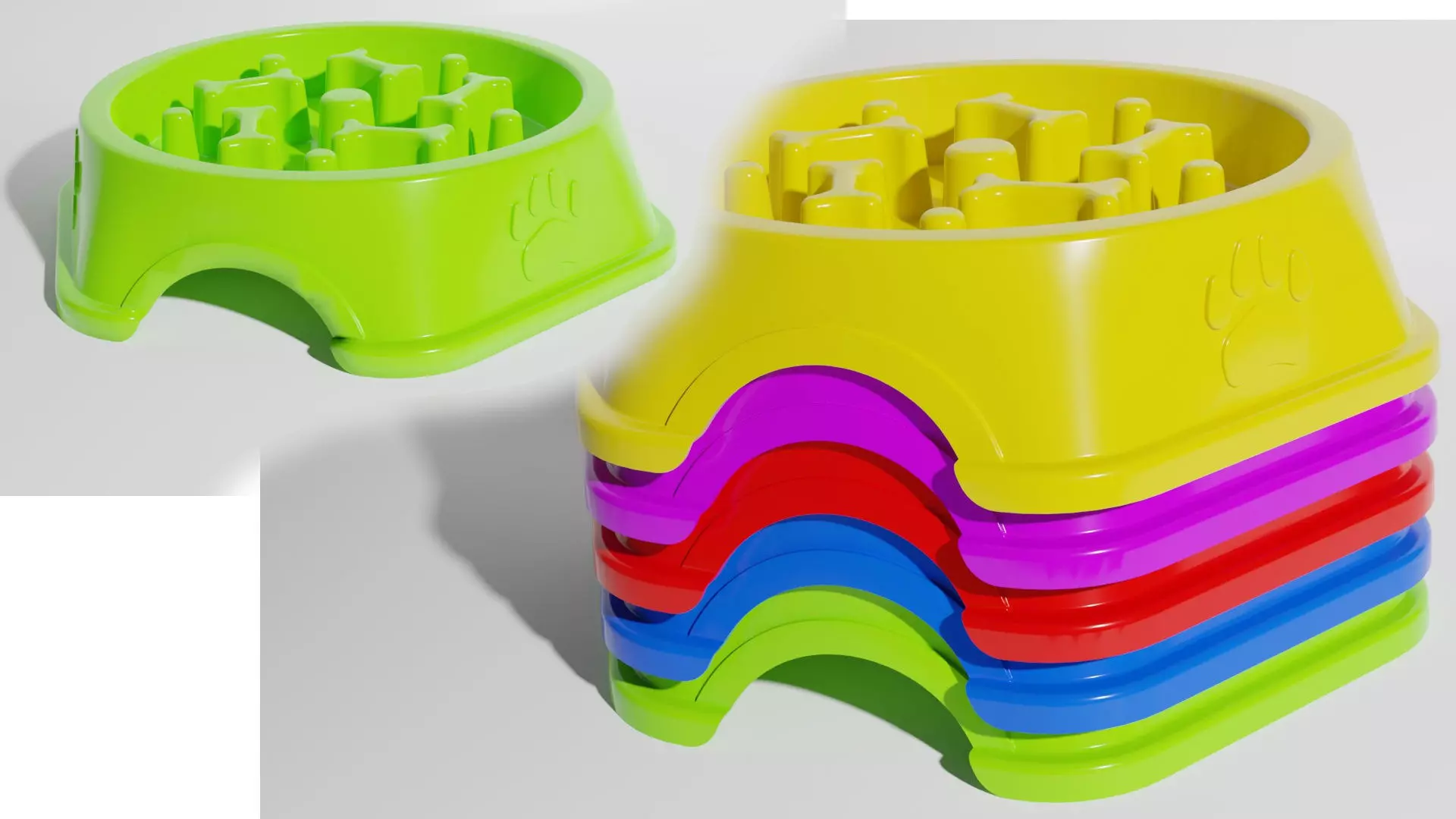Slow feeder bowl - Bowl slowing down dog food 3D model_0