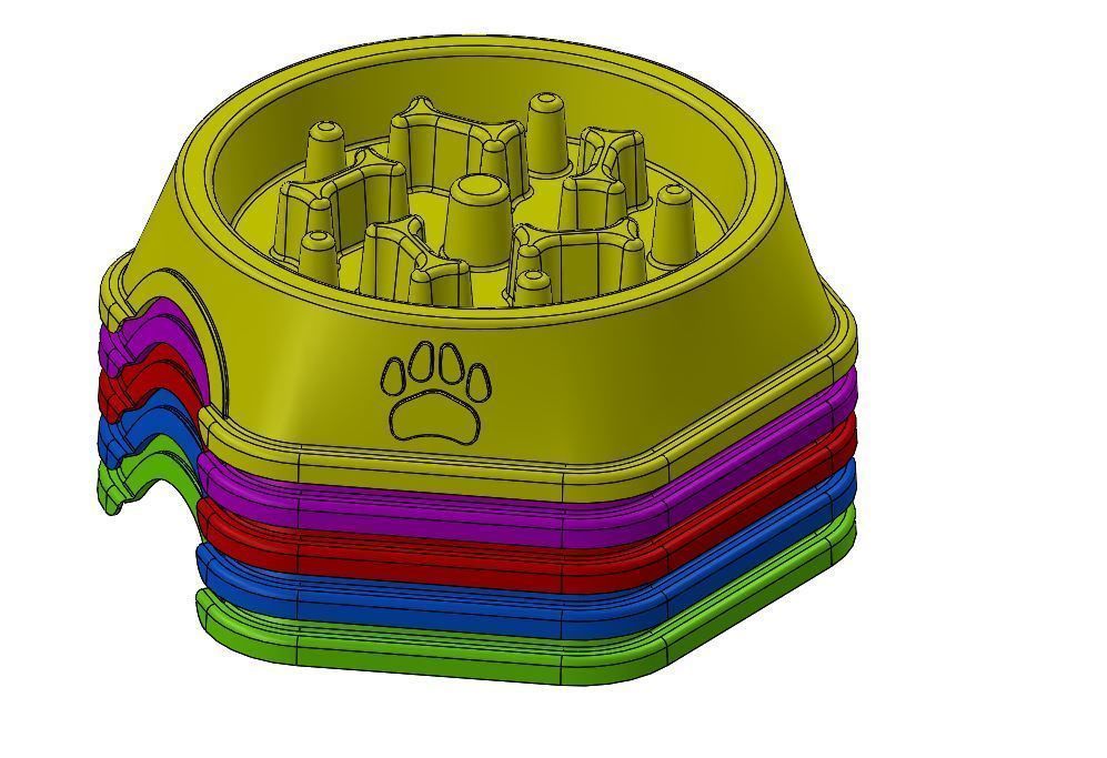 Slow feeder bowl - Bowl slowing down dog food 3D model_4