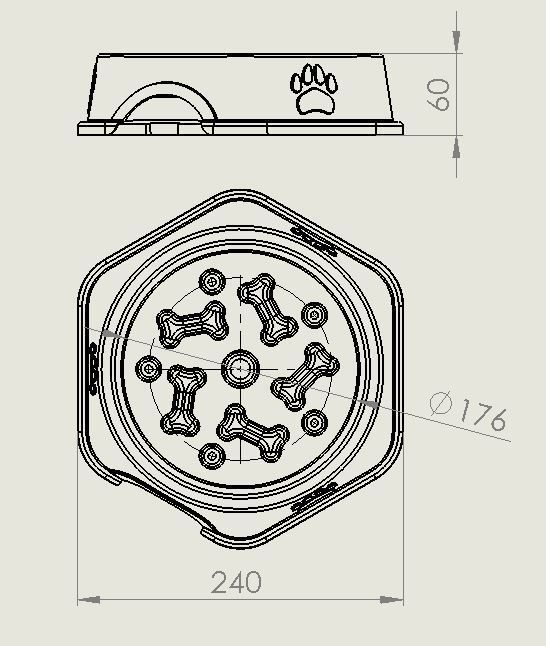 Slow feeder bowl - Bowl slowing down dog food 3D model_13