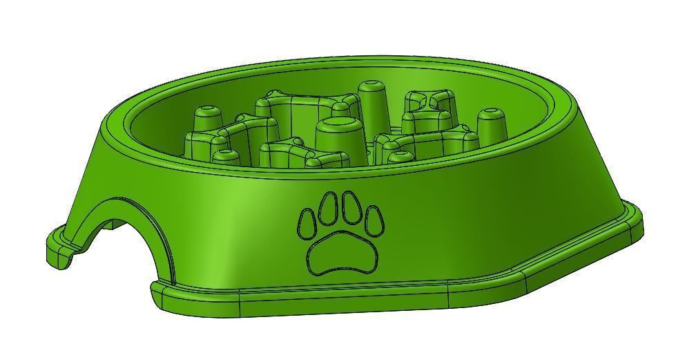 Slow feeder bowl - Bowl slowing down dog food 3D model_6