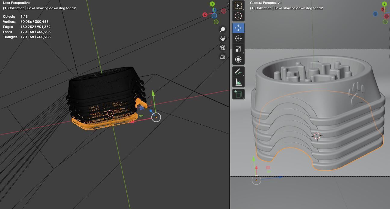 Slow feeder bowl - Bowl slowing down dog food 3D model_14