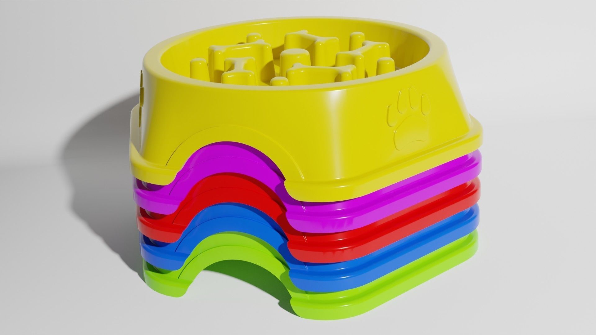 Slow feeder bowl - Bowl slowing down dog food 3D model_3