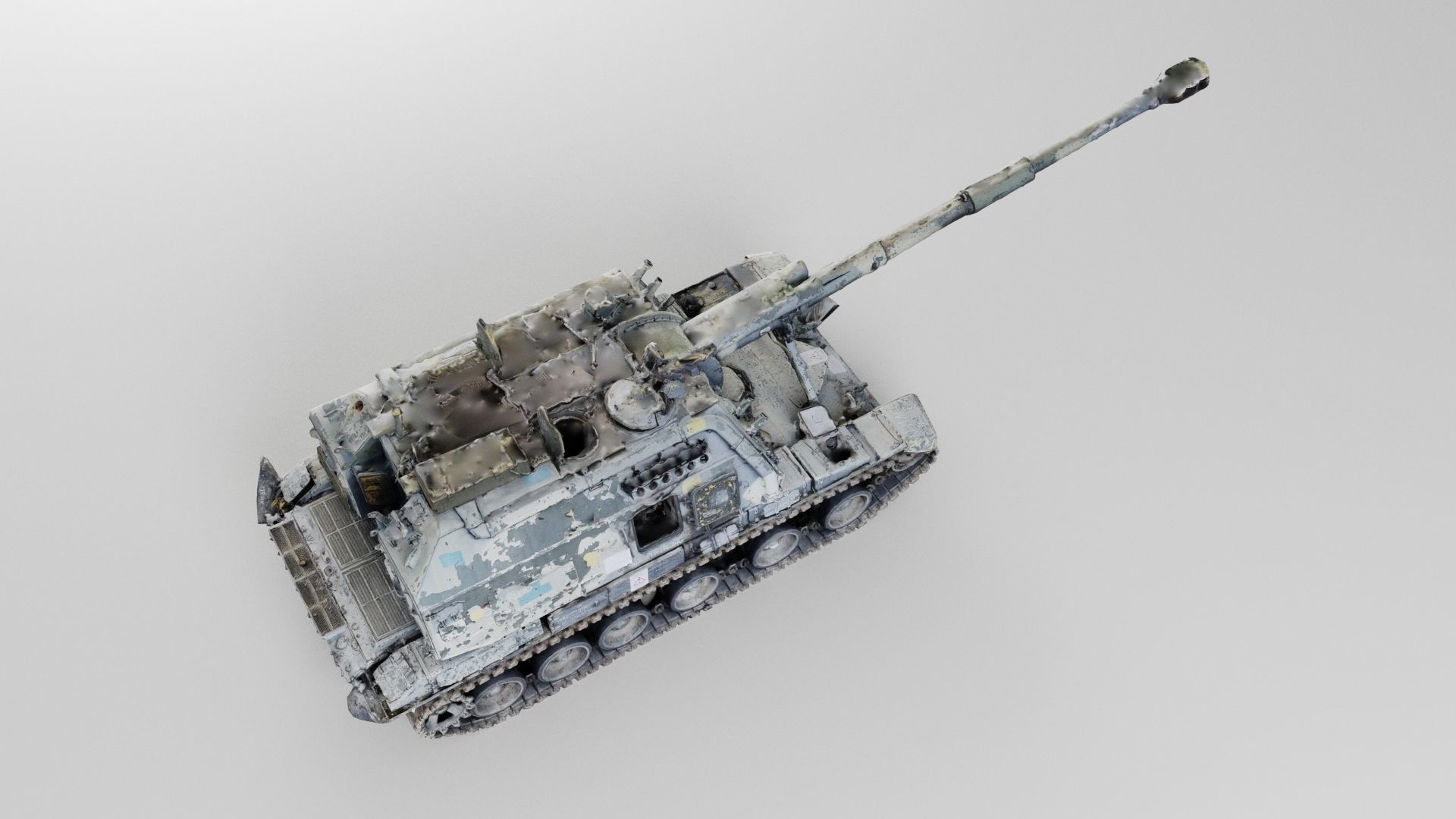 Destroyed 2S19 Msta 152 mm self-propelled howitzer M1990 3D model_2